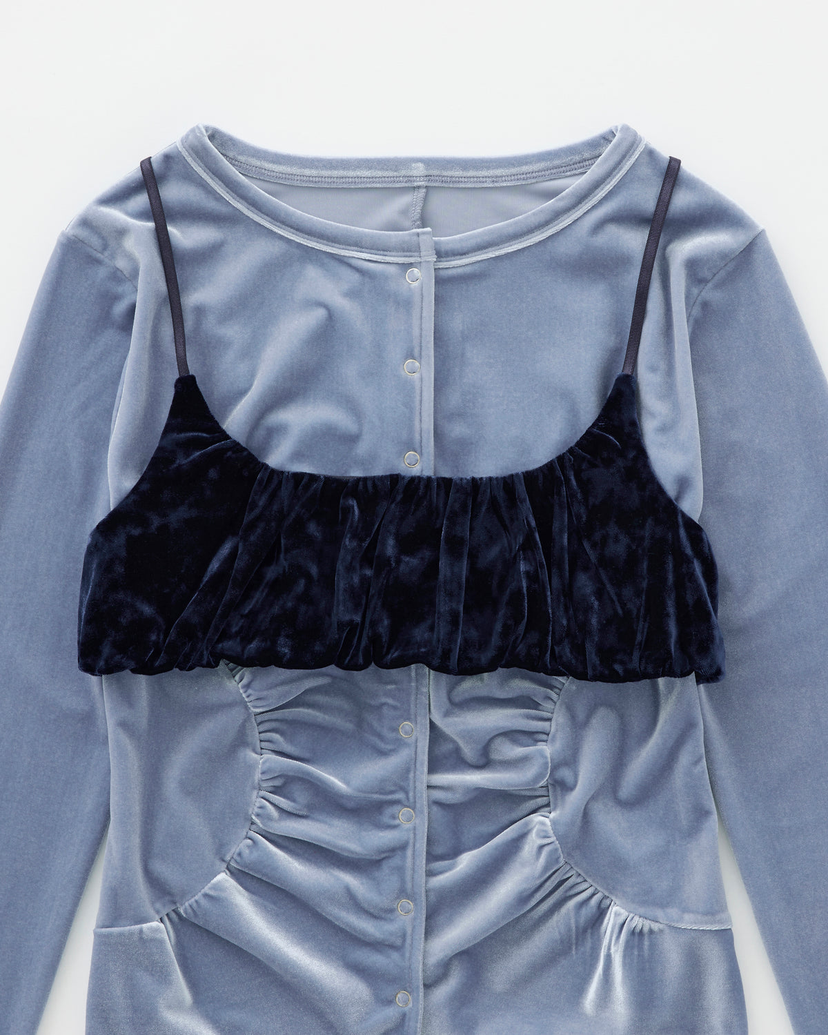 Bicolor two-piece velour top