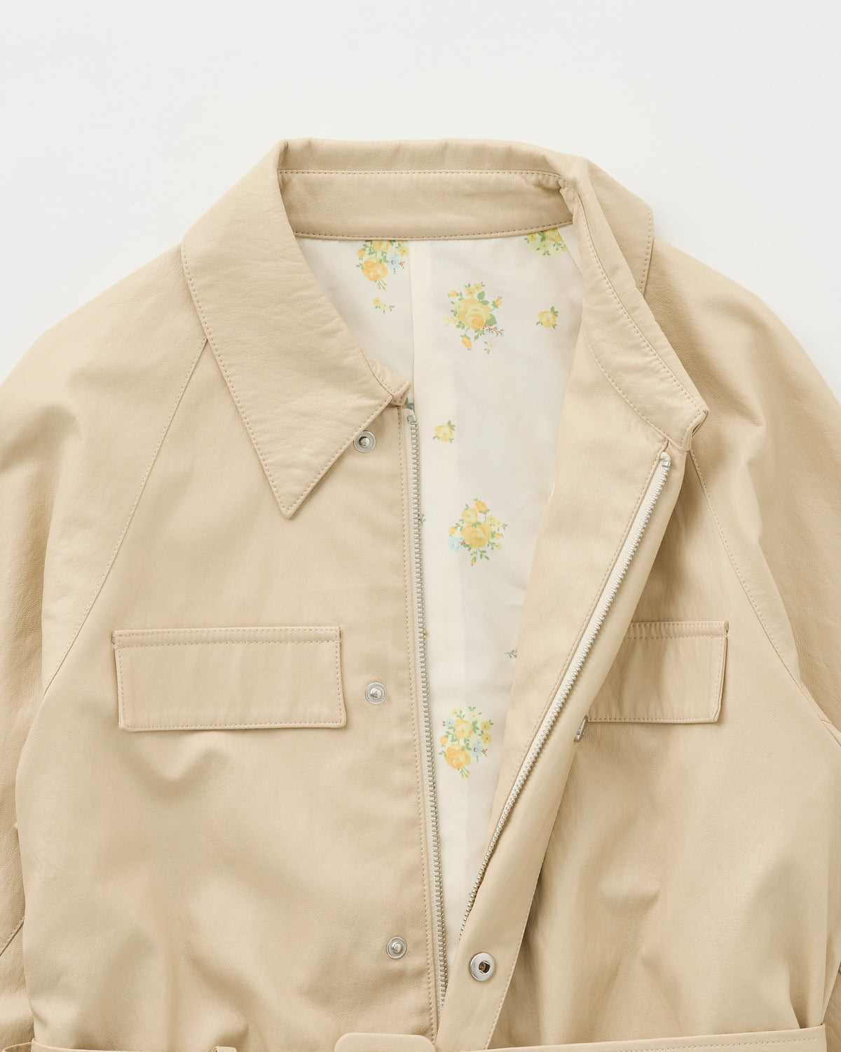 Fake leather utility midi coat