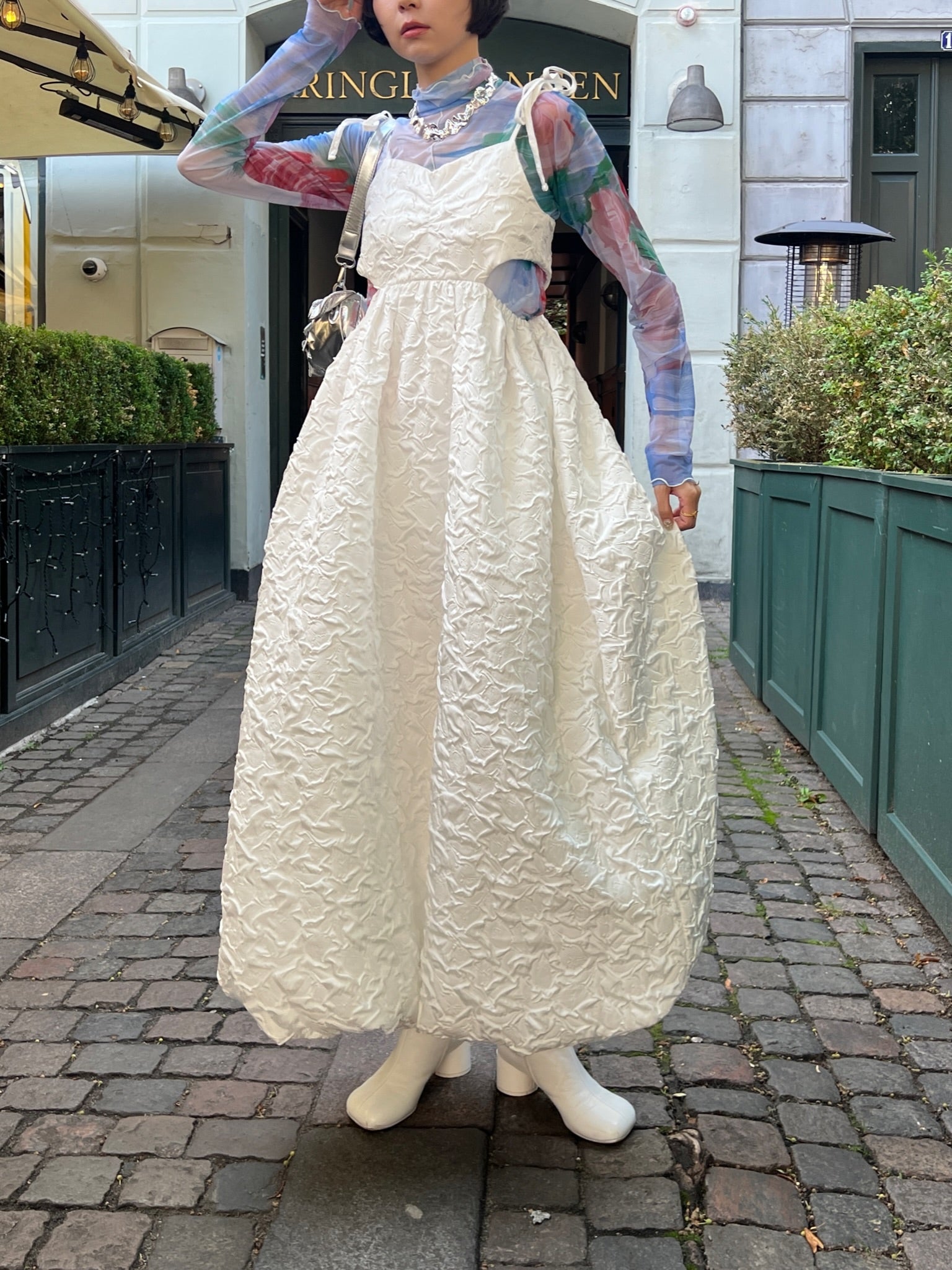 Balloon cami one-piece (White)