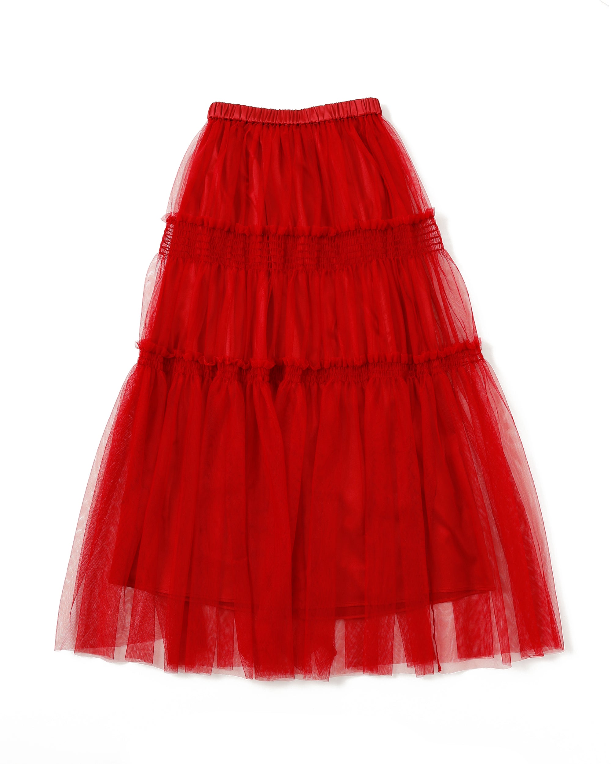 Shirring tulle skirt (blue / bordeaux)