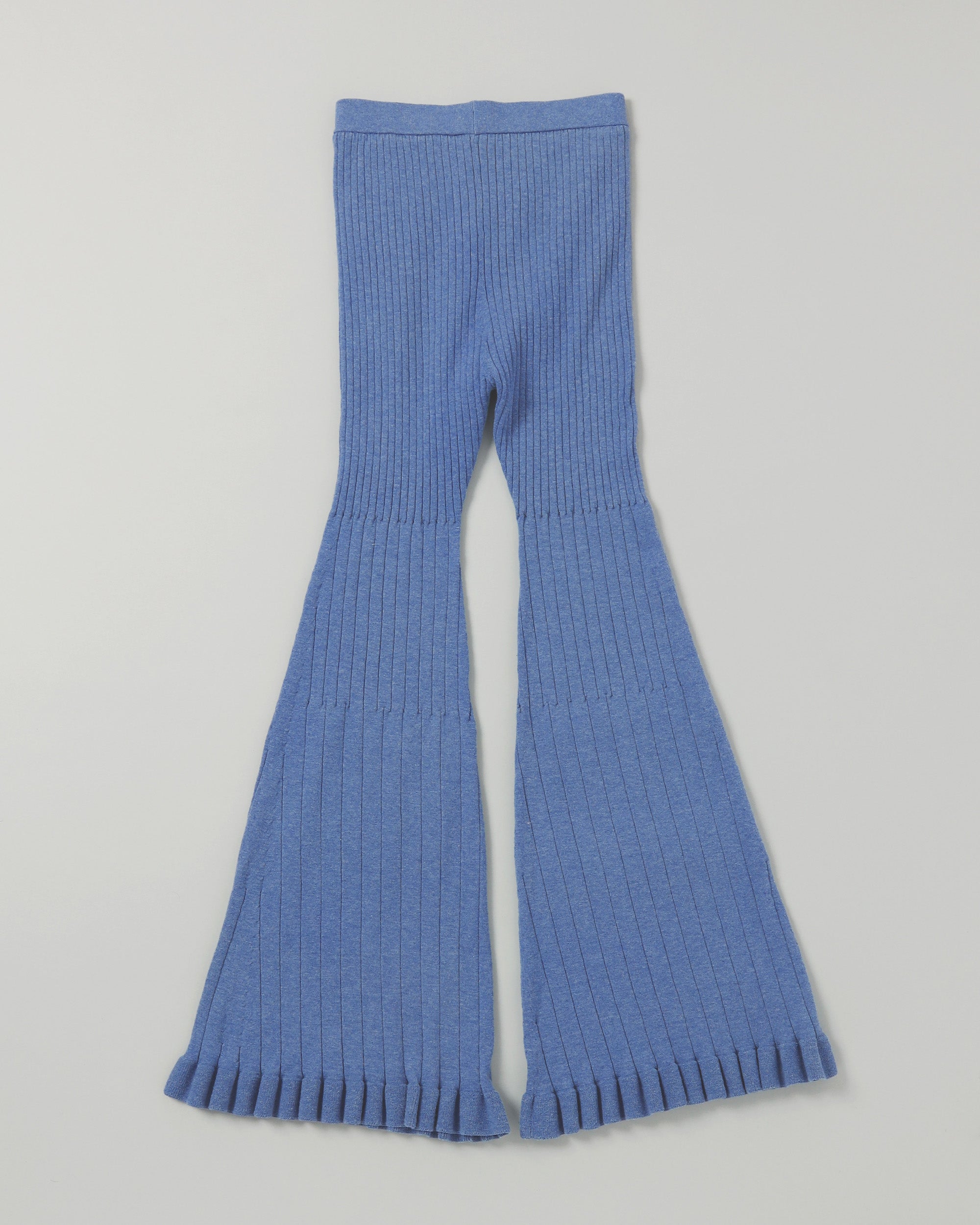Rib flare frill pants