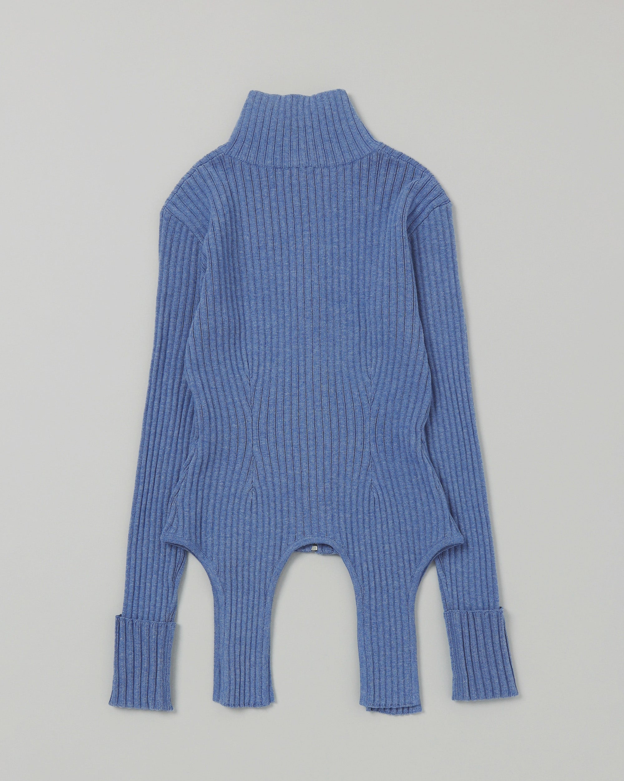 Garter cut rib zip top (high-neck)