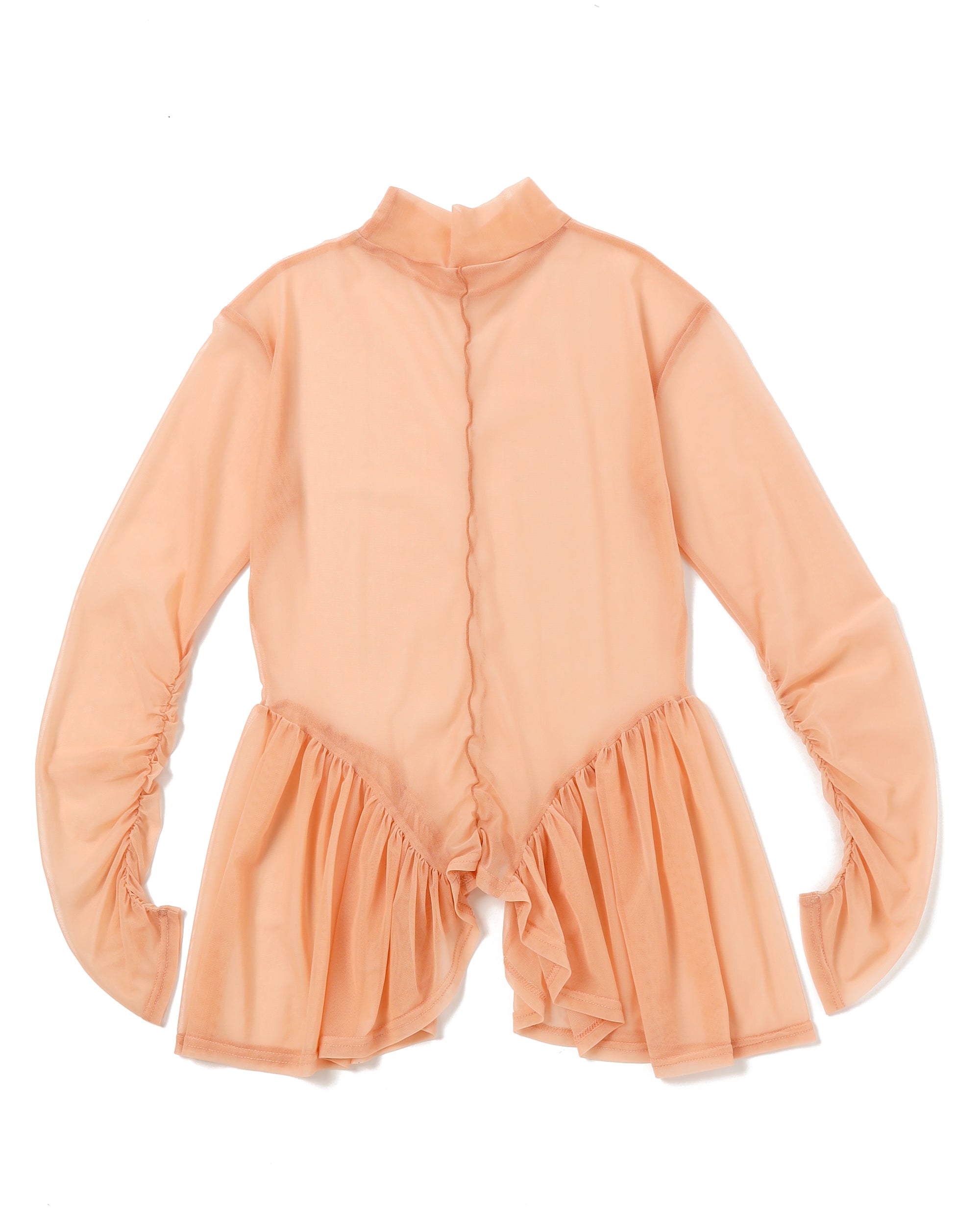 Arch gather see-through tops (Pink)