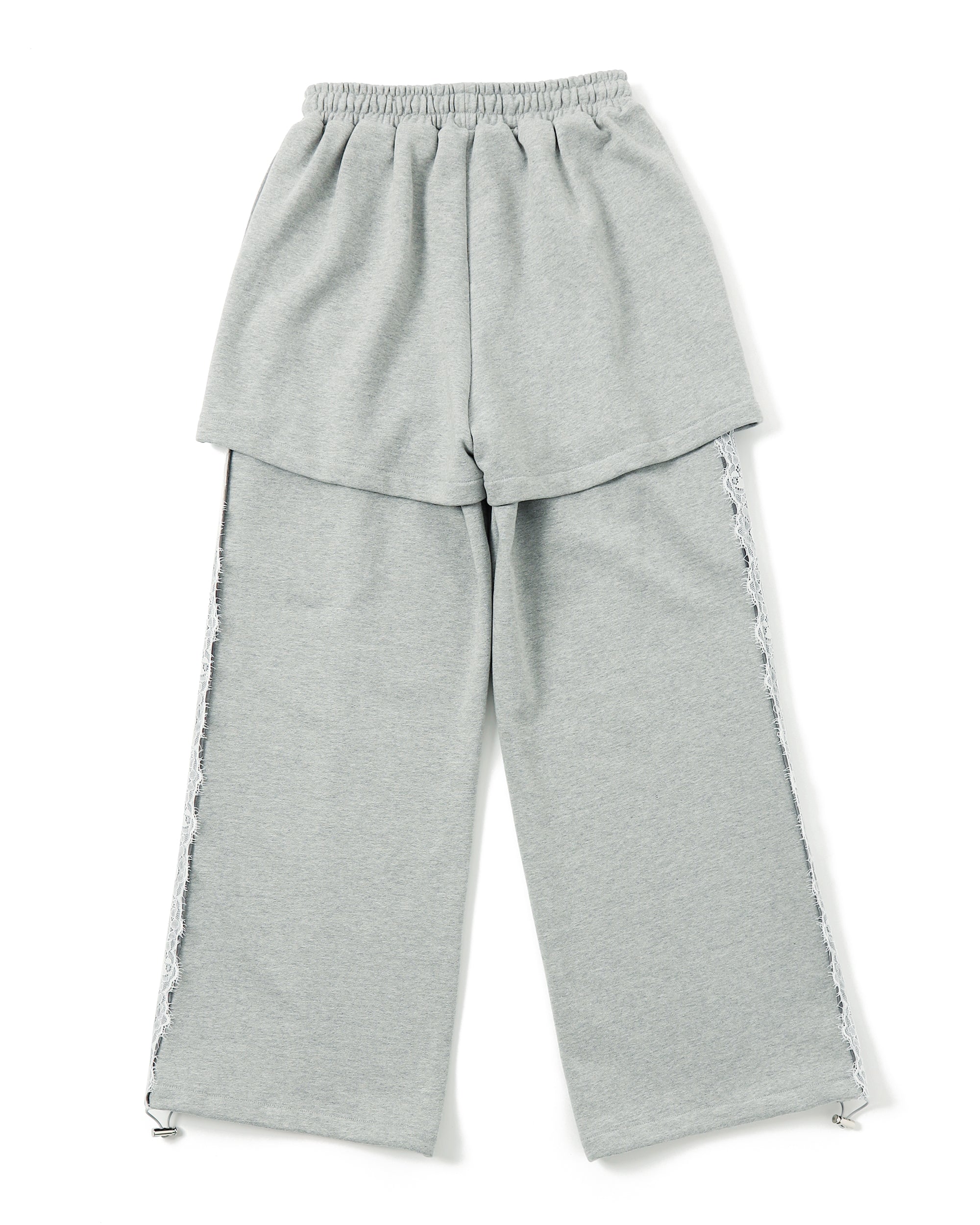 Layered-look lace sweatpants