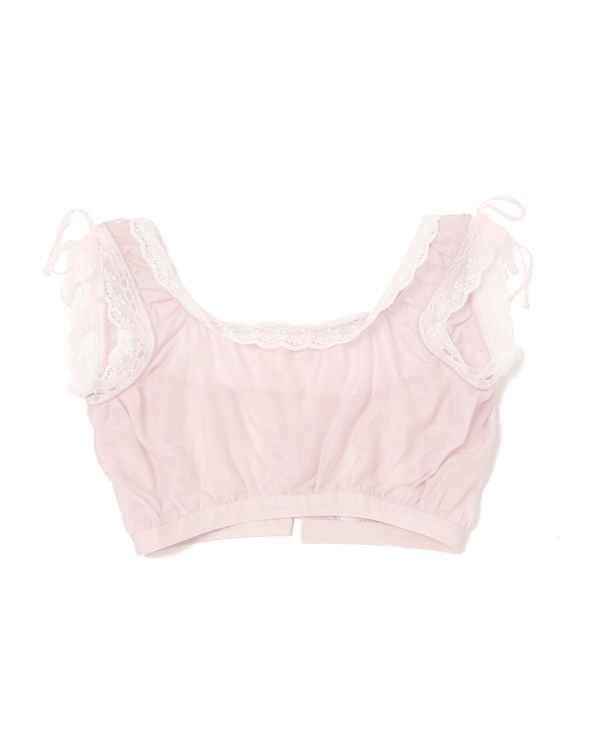 <b>yuhan wang</b><br>lace ruffled silk cotton top / Pink