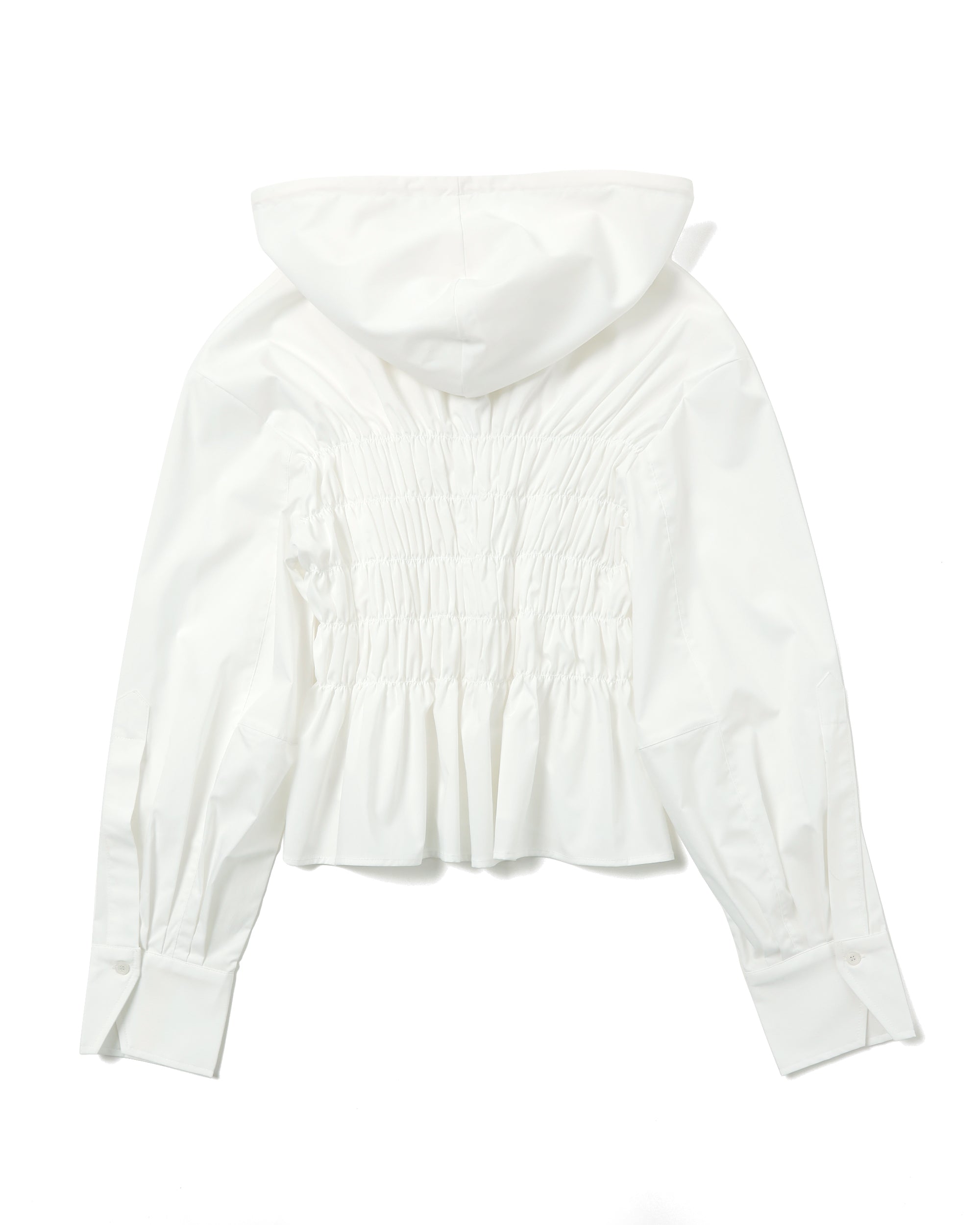 Shirring hoodie shirt (white / blue stripe)