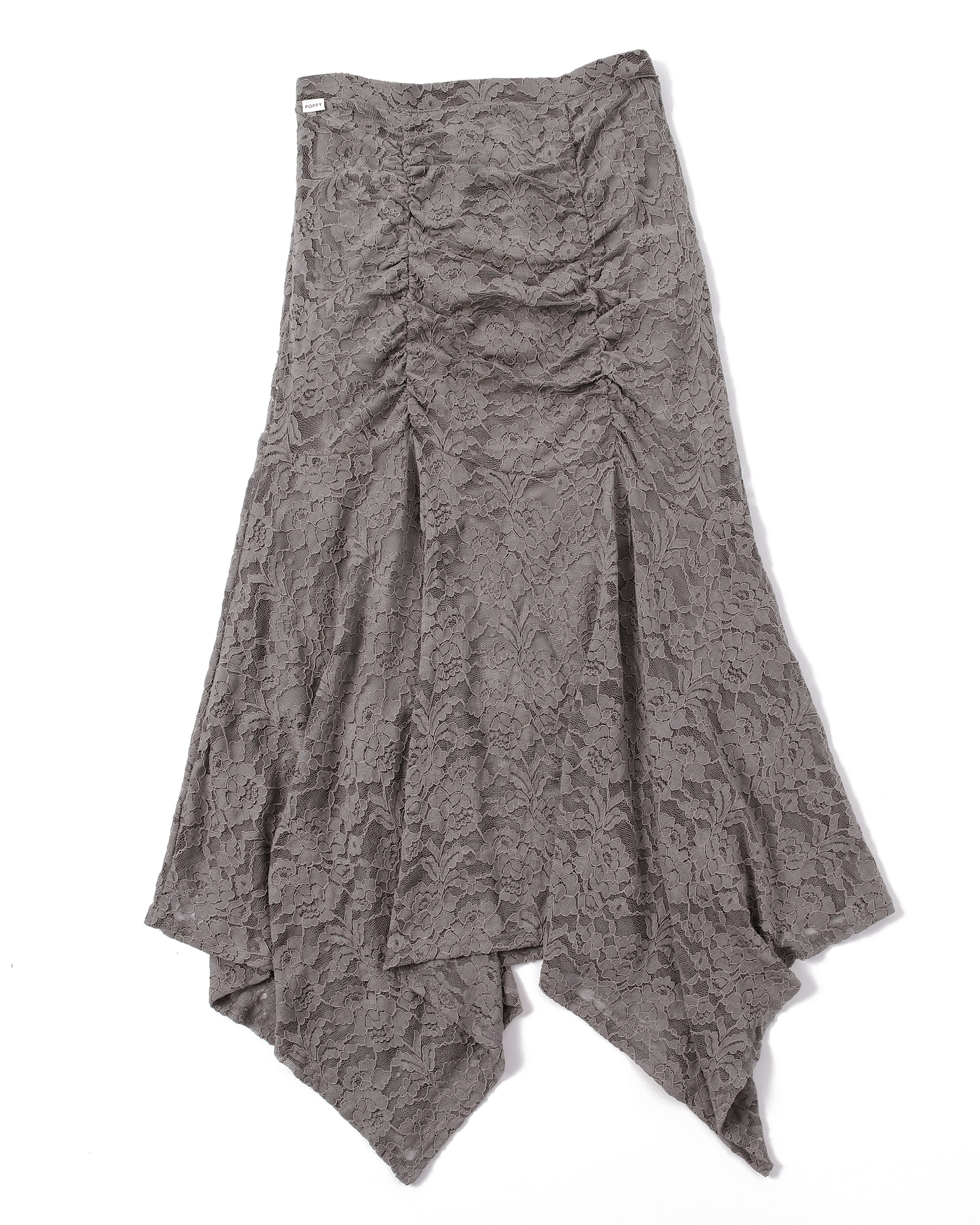 Handkerchief hem lace skirt (white/gray)