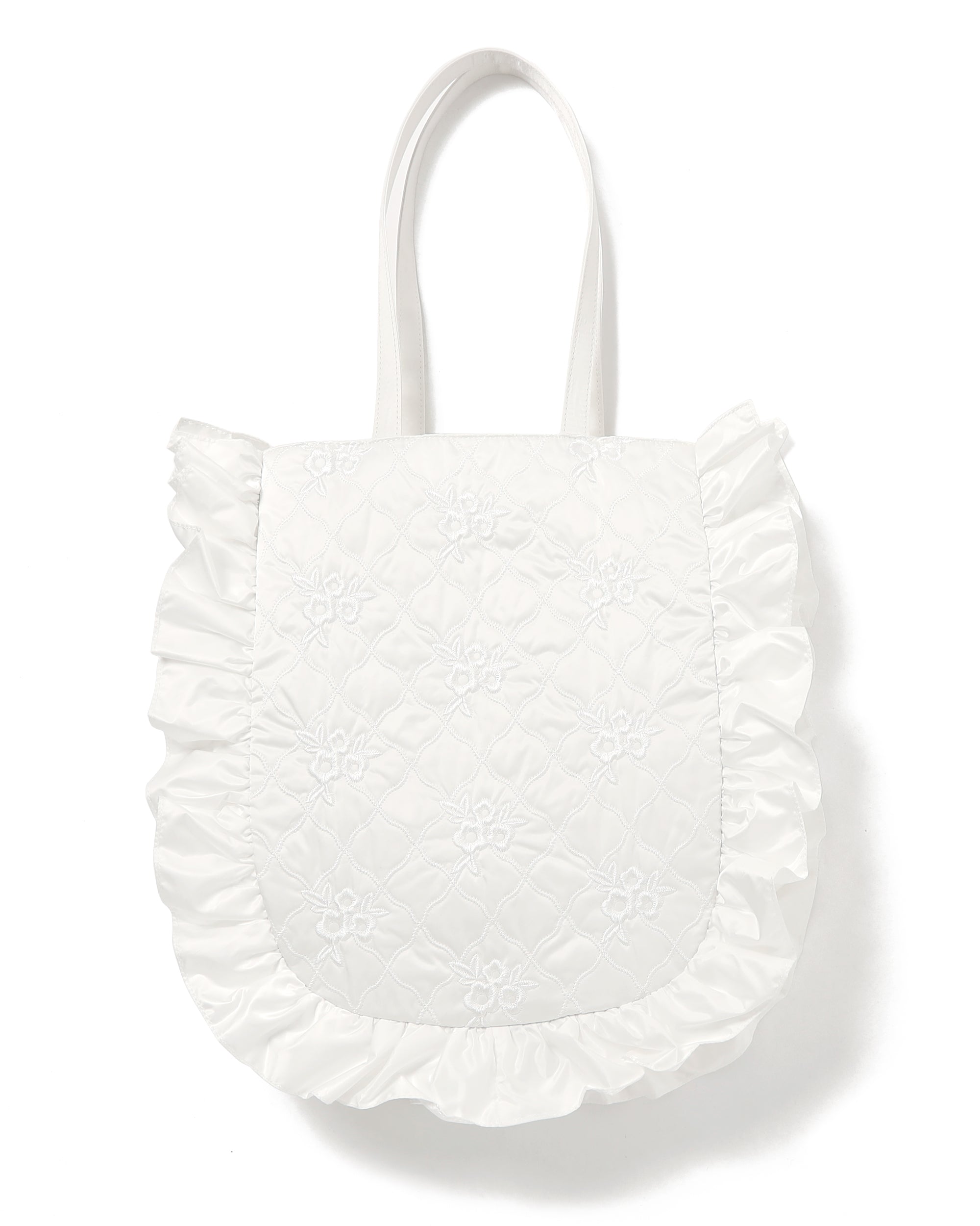 flower wave quilting tote (white)