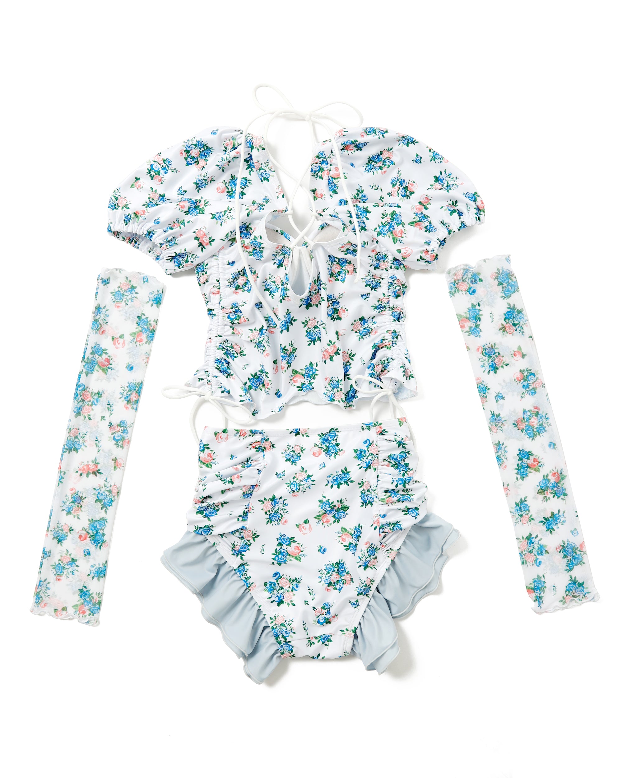 flower puff sleeve bikini