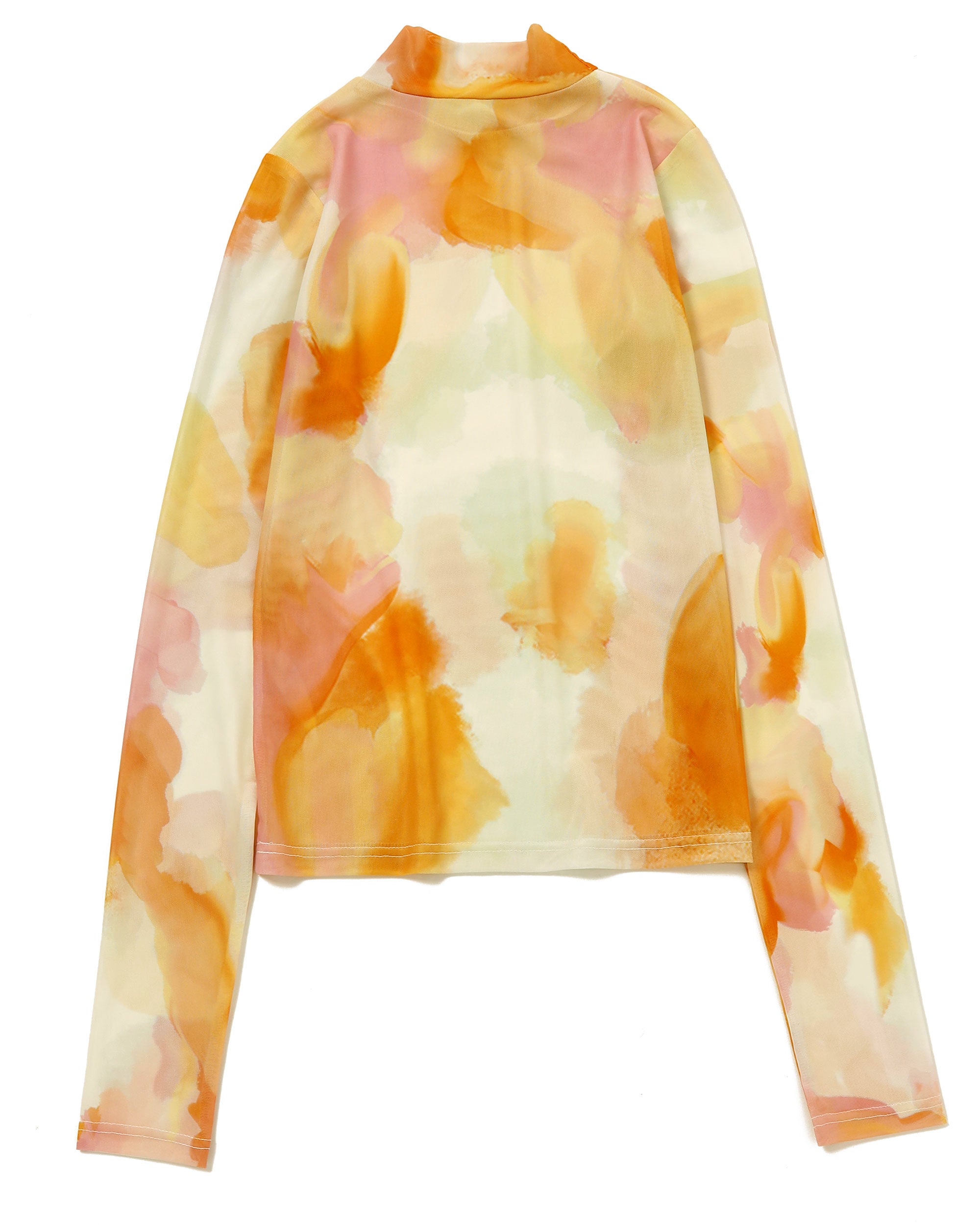 Warm colors mix see-through tops (High neck)