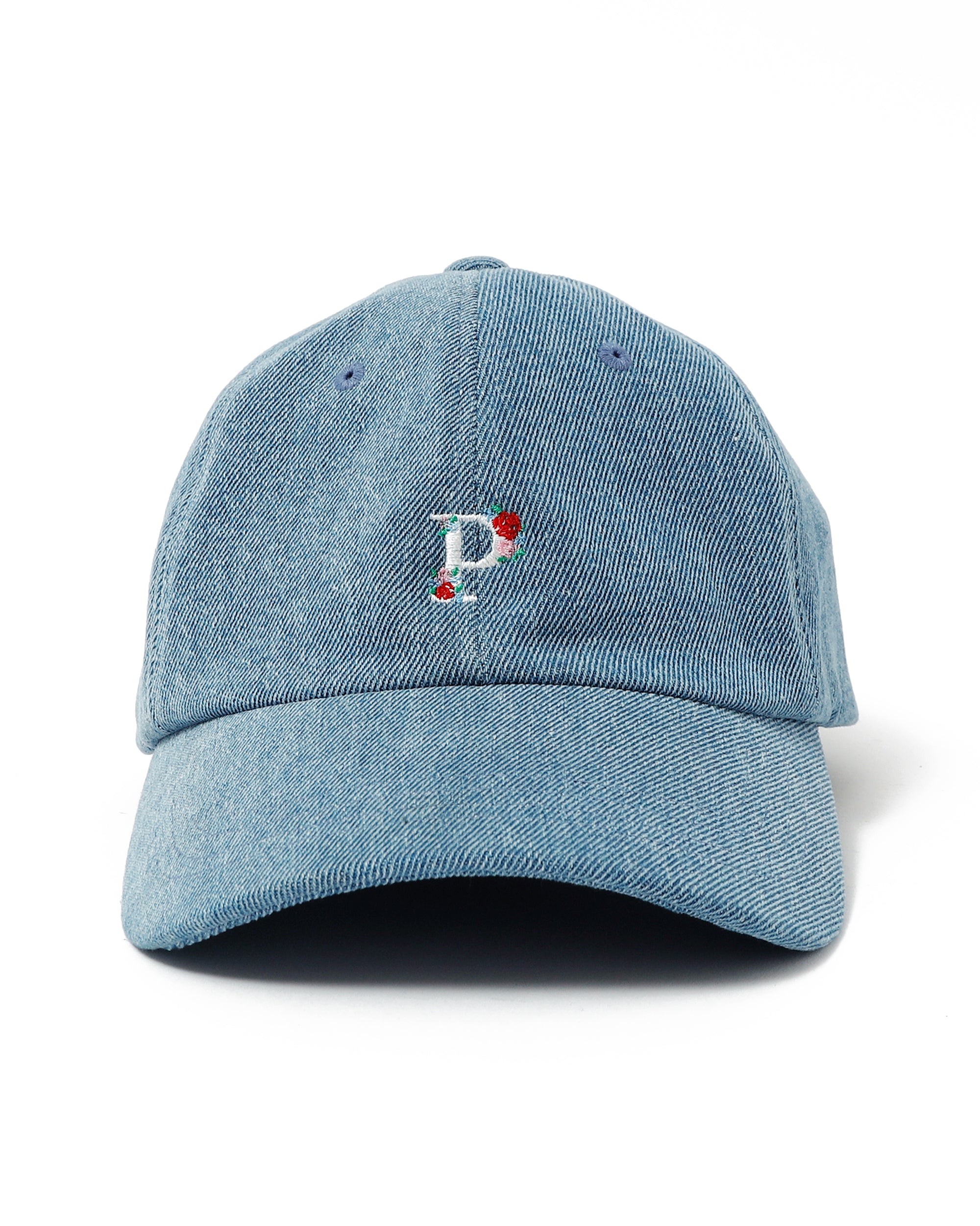 "P" embroidered denim cap