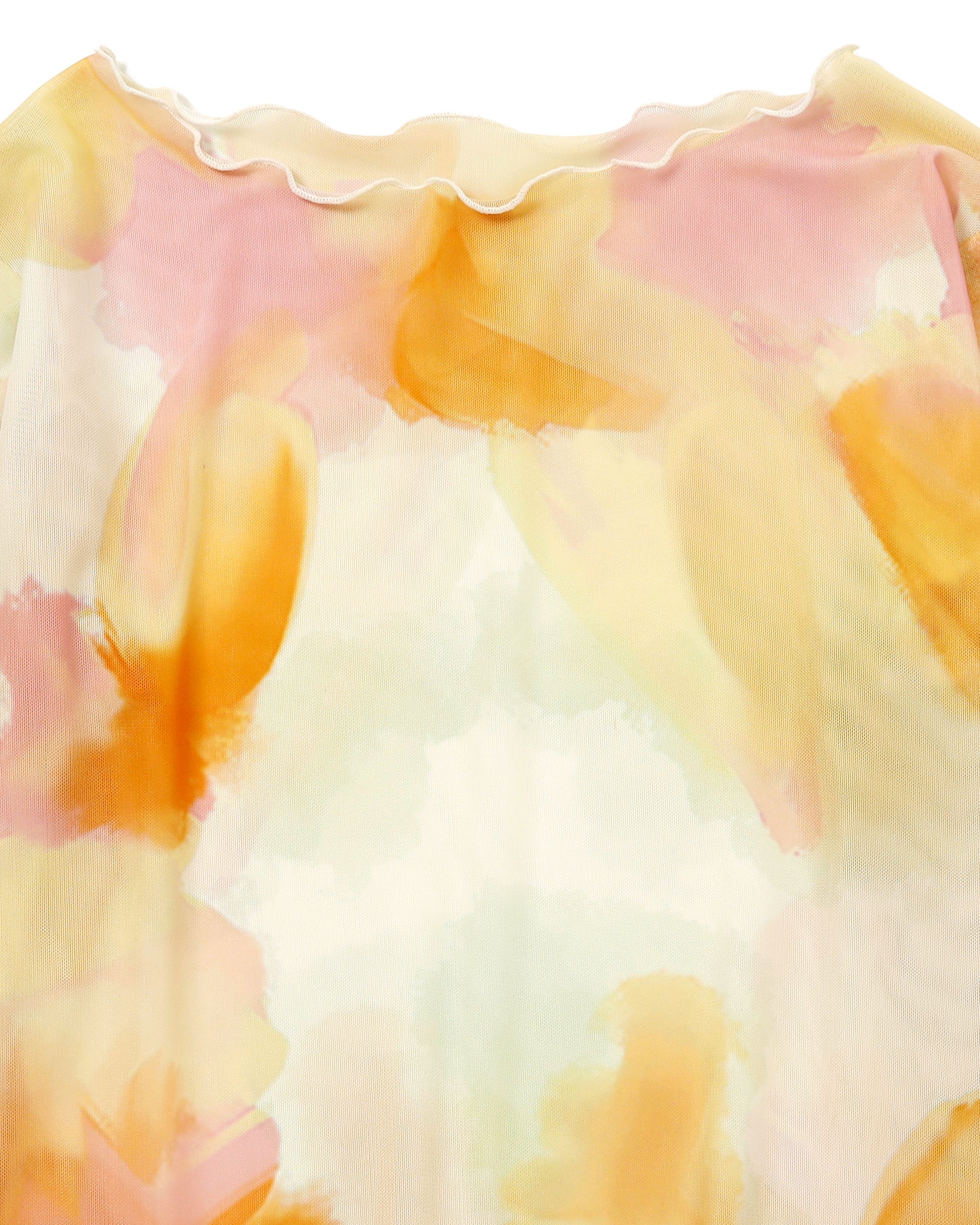 Warm colors mix see-through tops (Round neck)