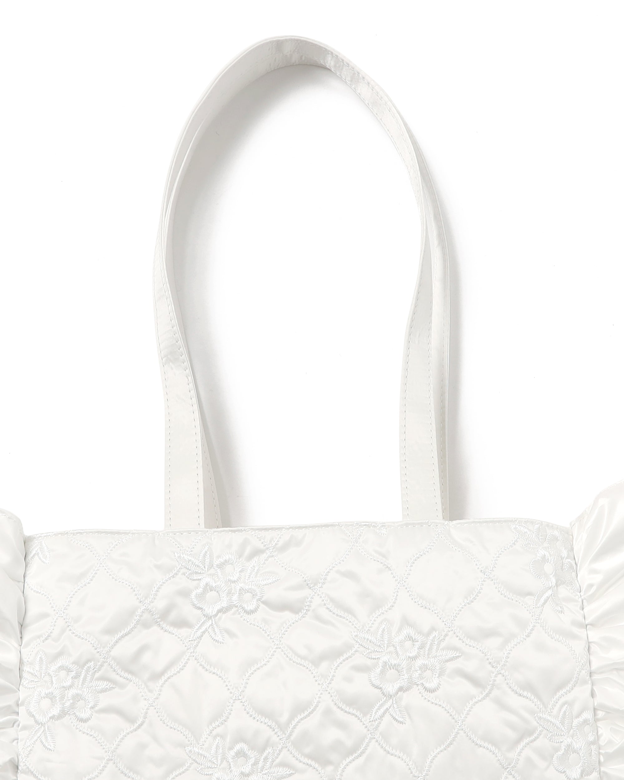 flower wave quilting tote (white)