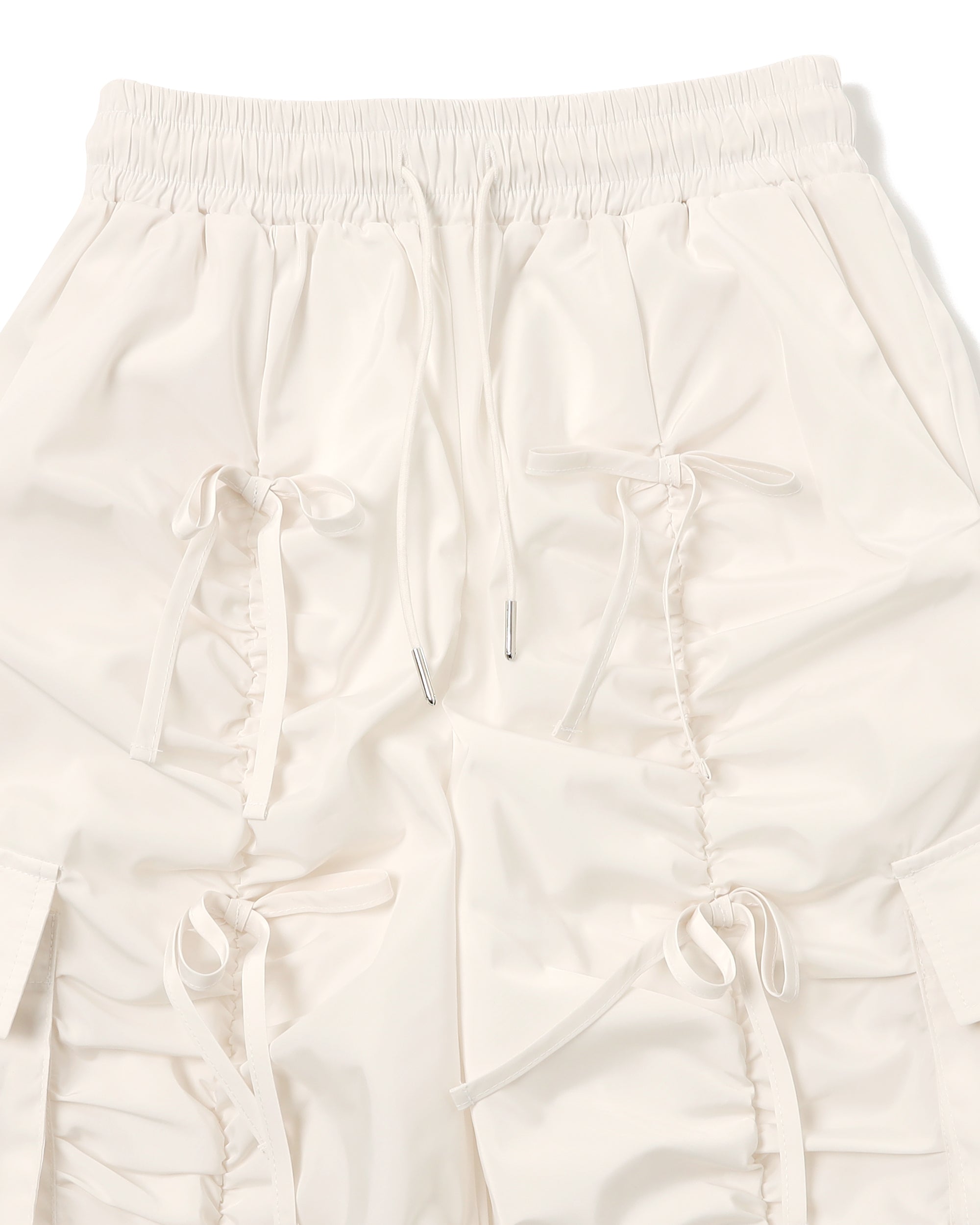 GATHER RIBBON CARGO PANTS (WHITE)