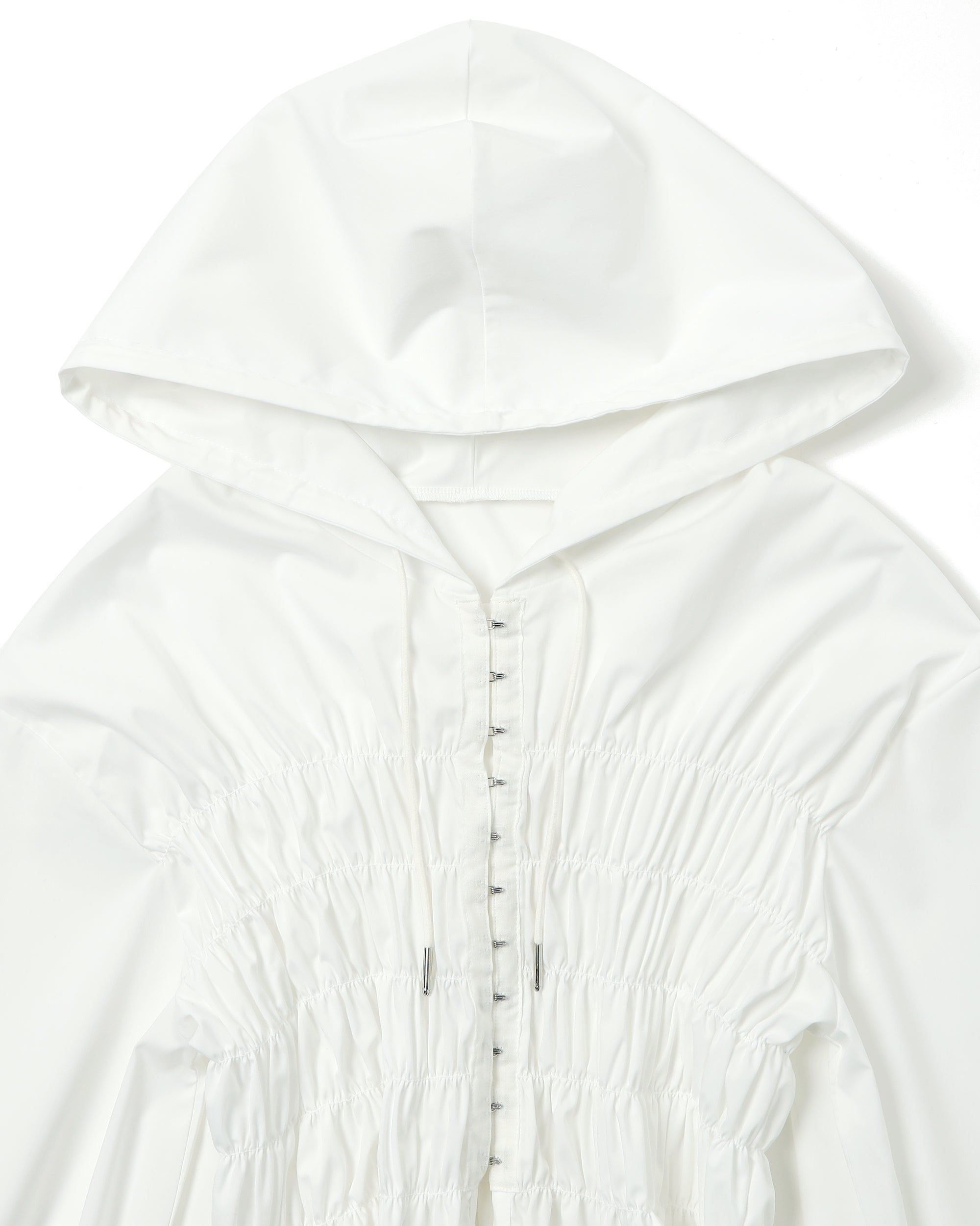 Shirring hoodie shirt (white / blue stripe)