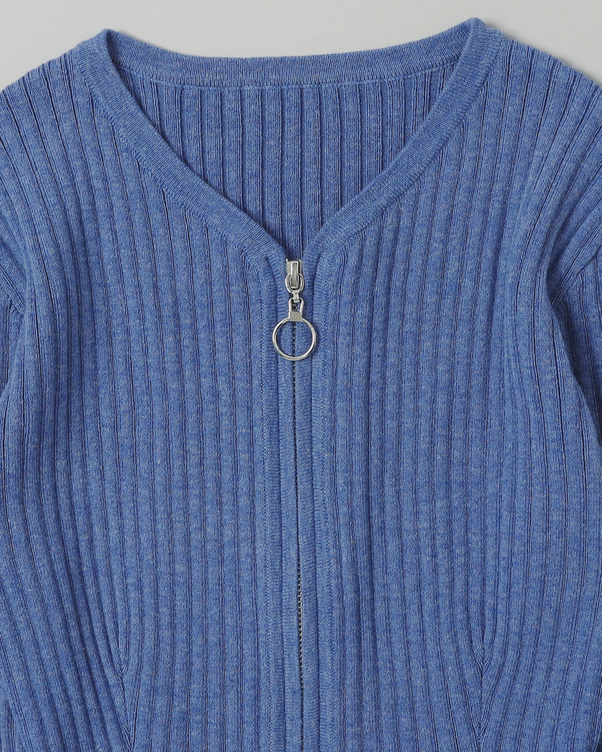 Garter cut rib zip top (v-neck)