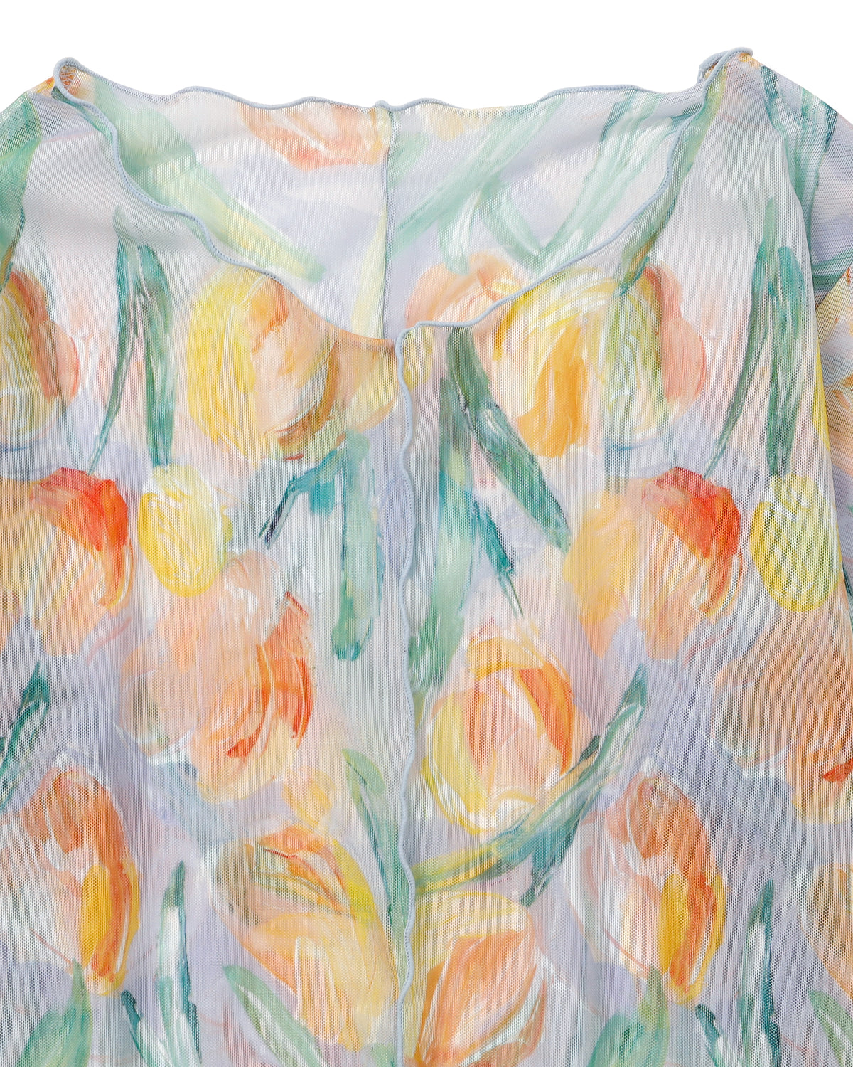 Orange tulip see-through tops (Crew neck)