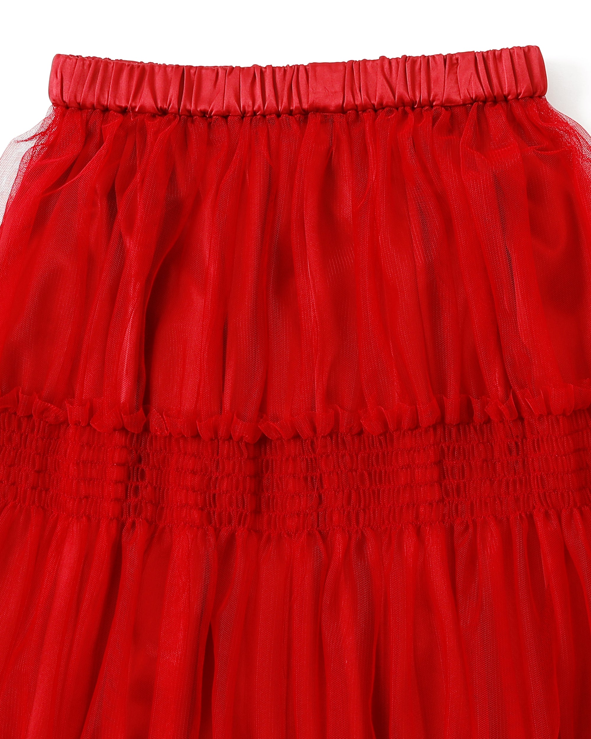 Shirring tulle skirt (blue / bordeaux)