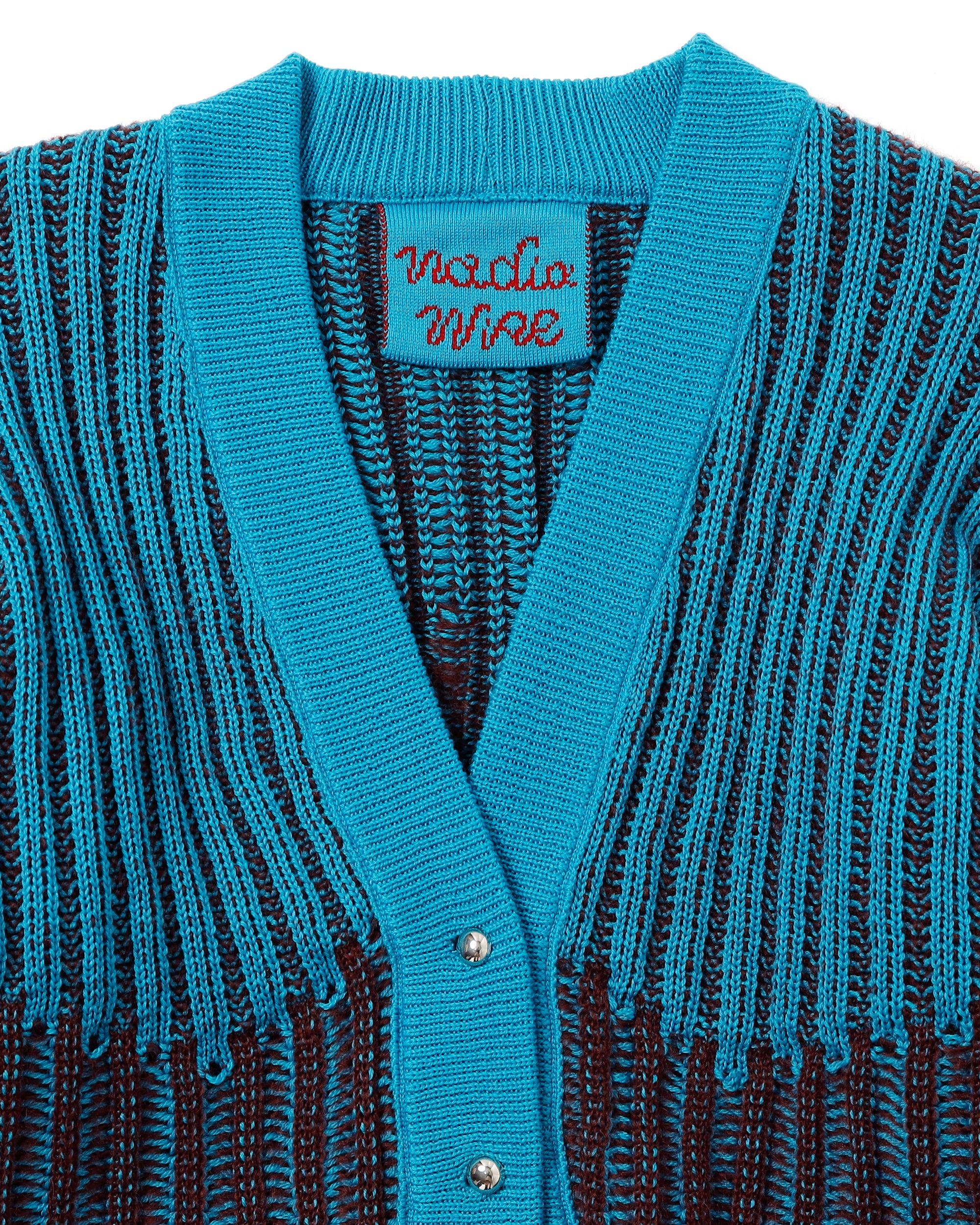 <b>Nadia Wire</b><br>wavy wool cardigan / turquoise