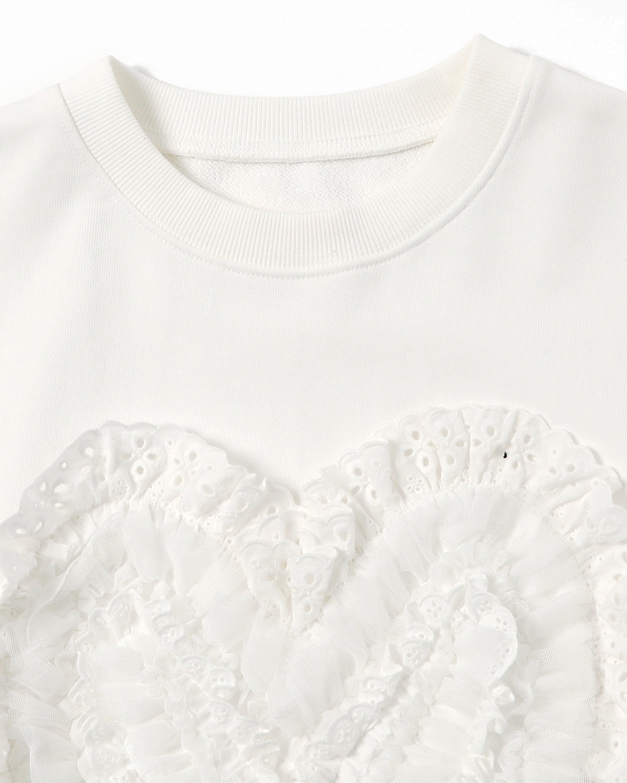 Cotton lace heart sweatshirt