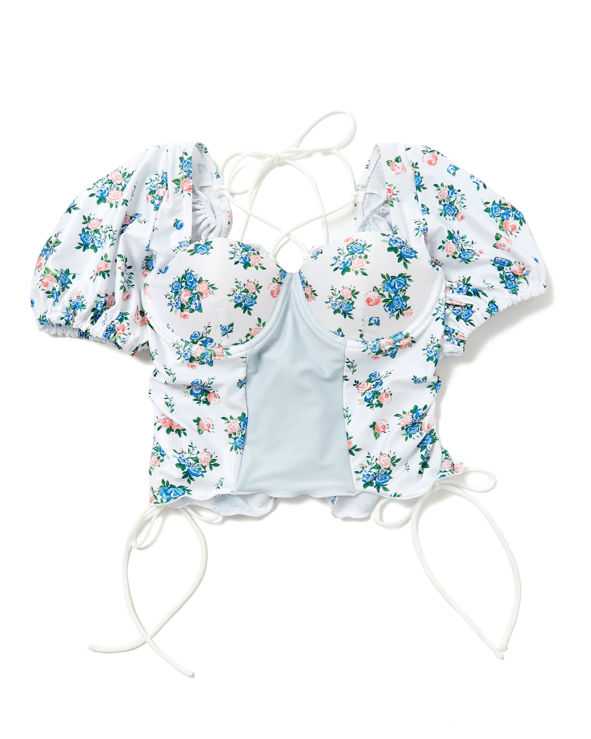 flower puff sleeve bikini