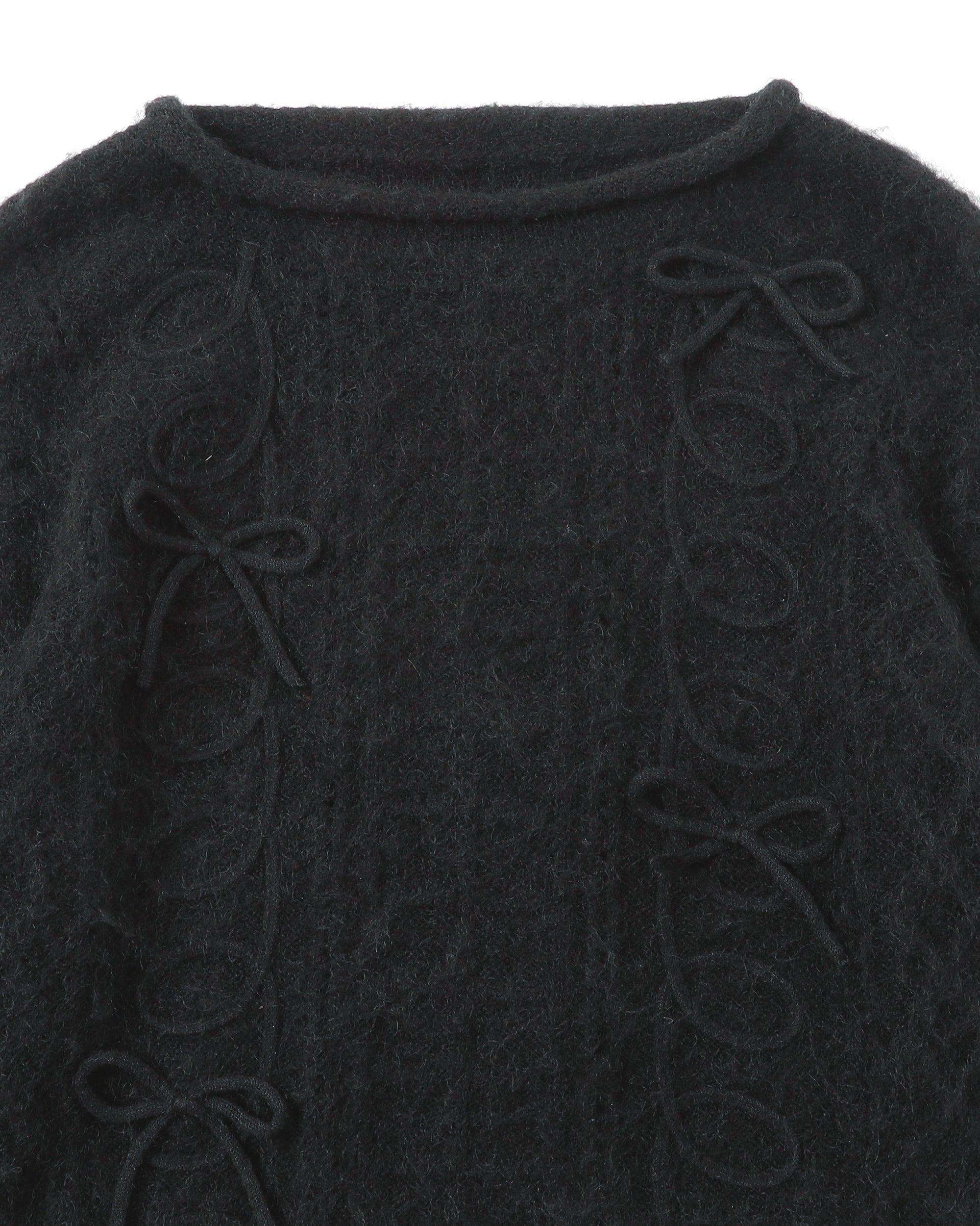 Kurukuru ribbon loose knit (black)