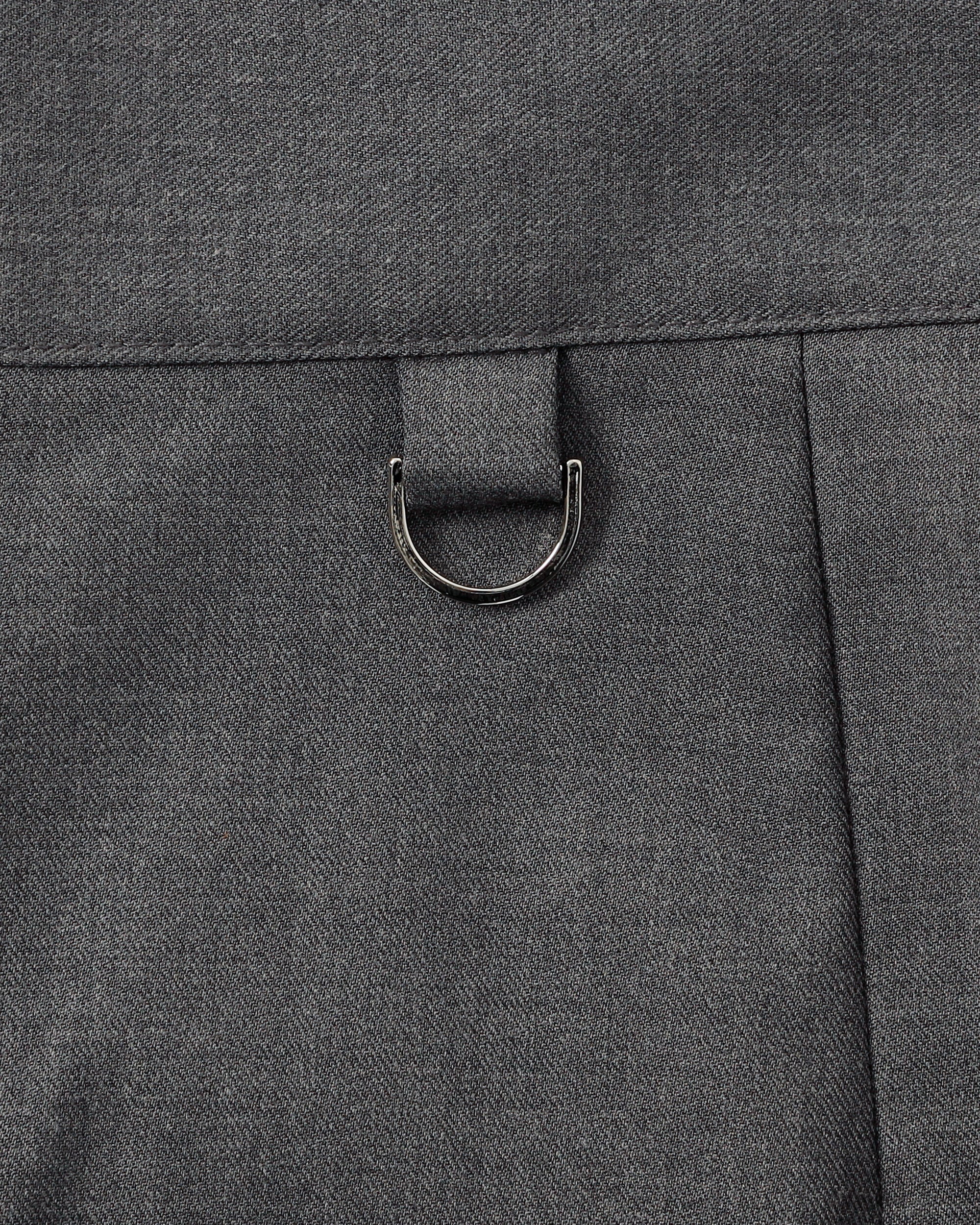 Lace Bermuda pants (stripe / gray)