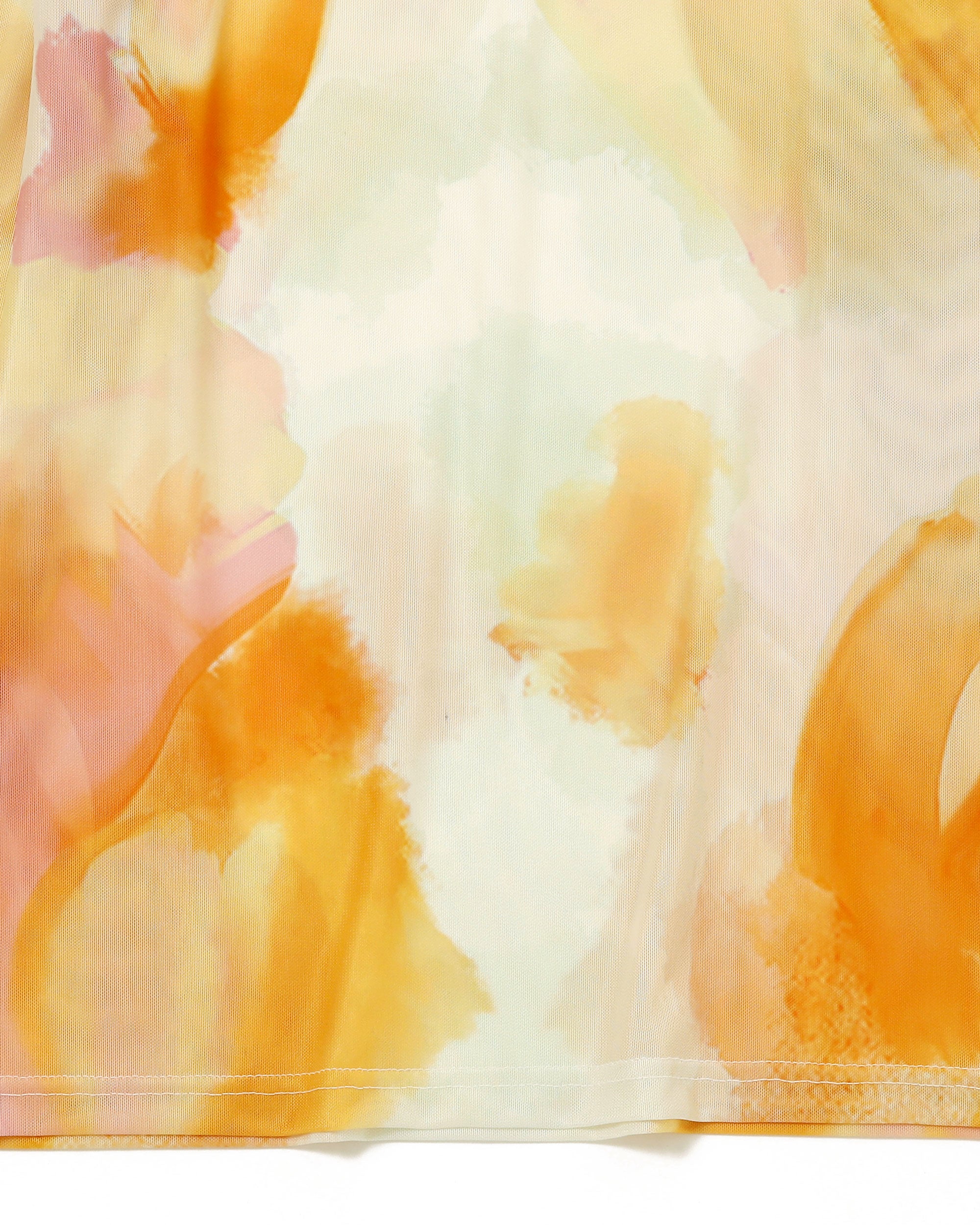 Warm colors mix see-through tops (Round neck)