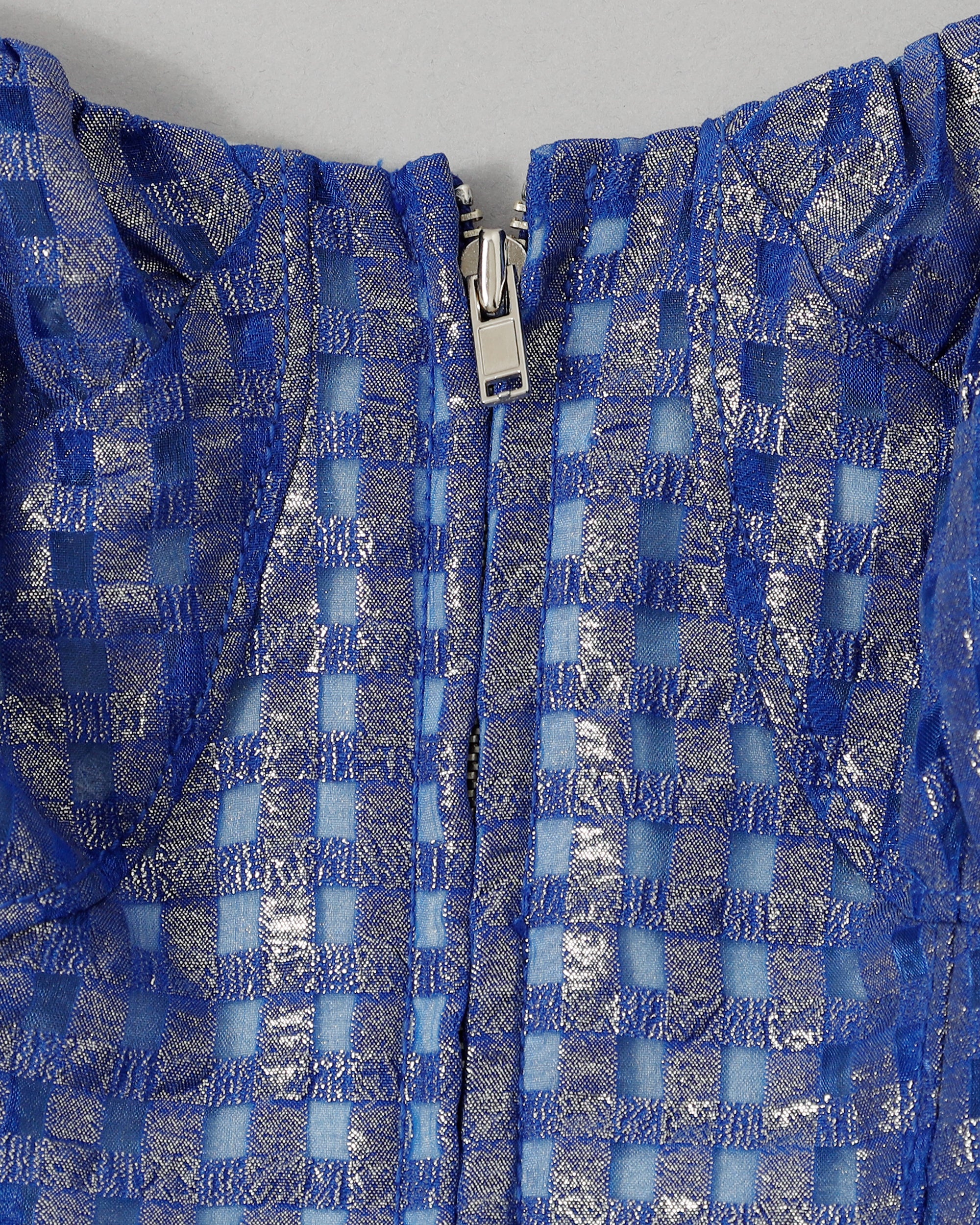 Metallic gingham mini dress