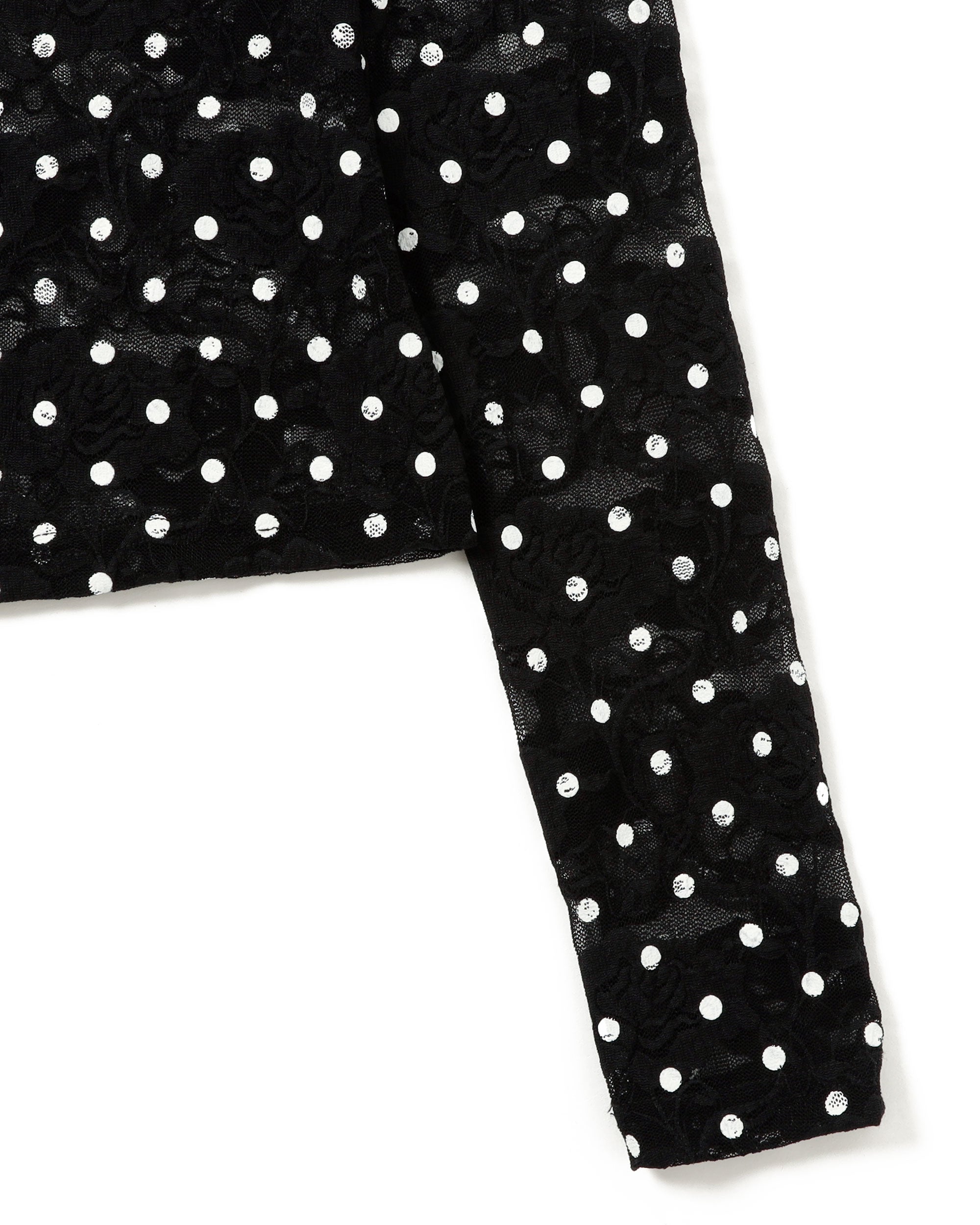 Dot lace see-through top (round neck) black
