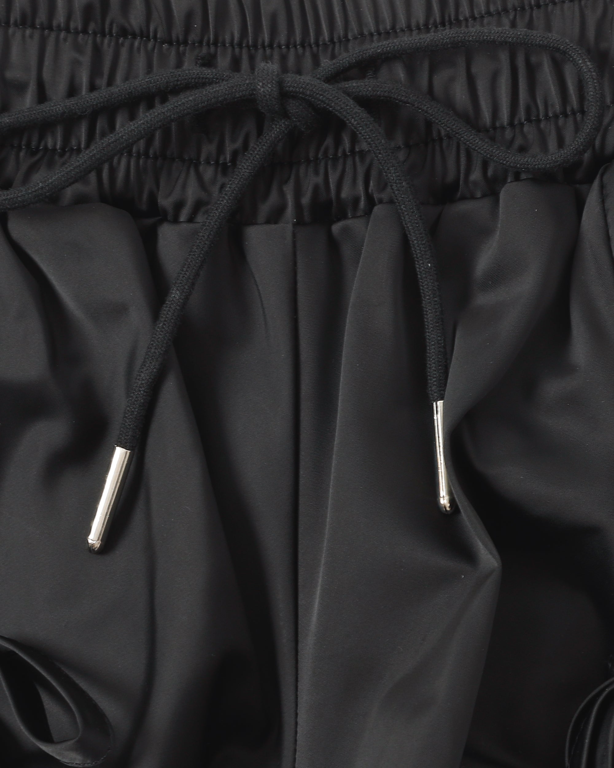 Gather ribbon cargo pants (black)