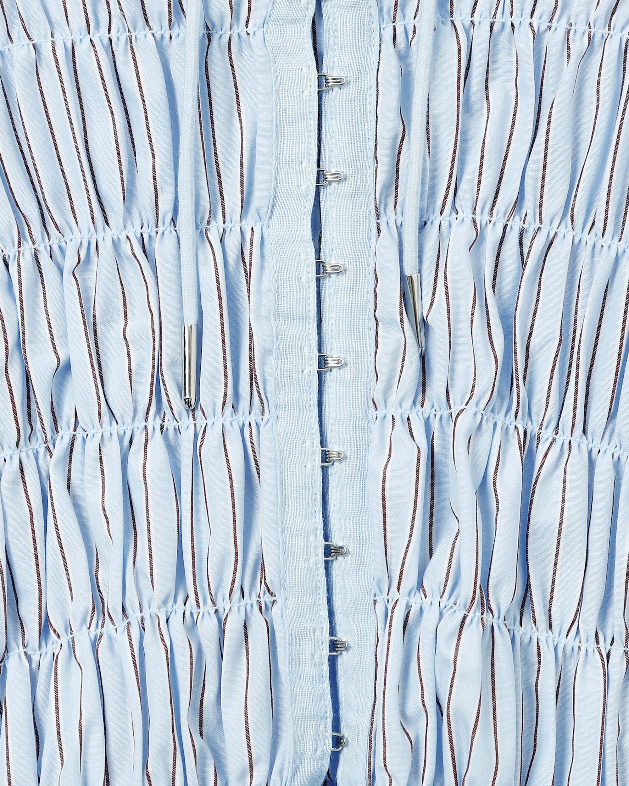 Shirring hoodie shirt (white / blue stripe)