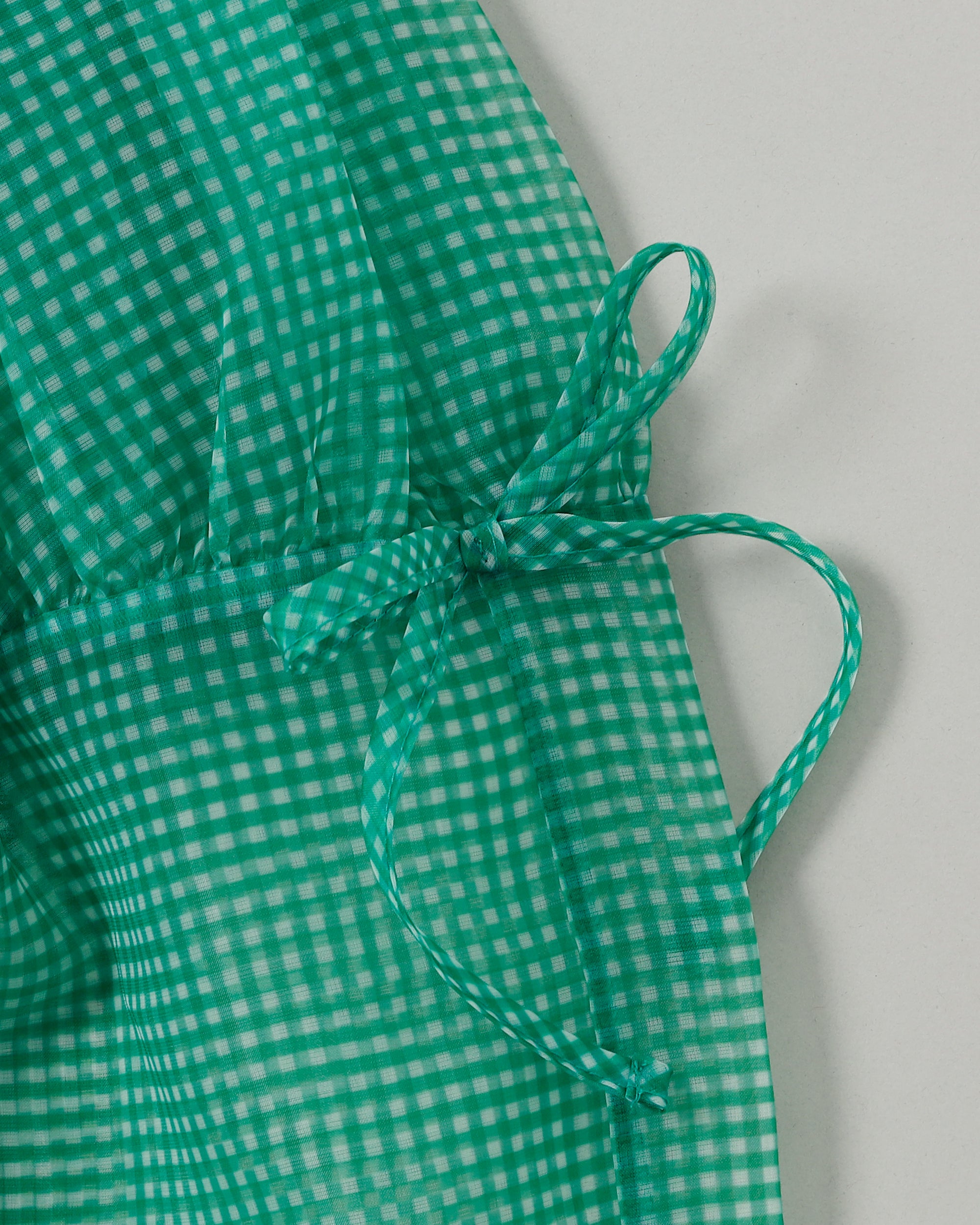 Gingham organza tuck skirt (green)