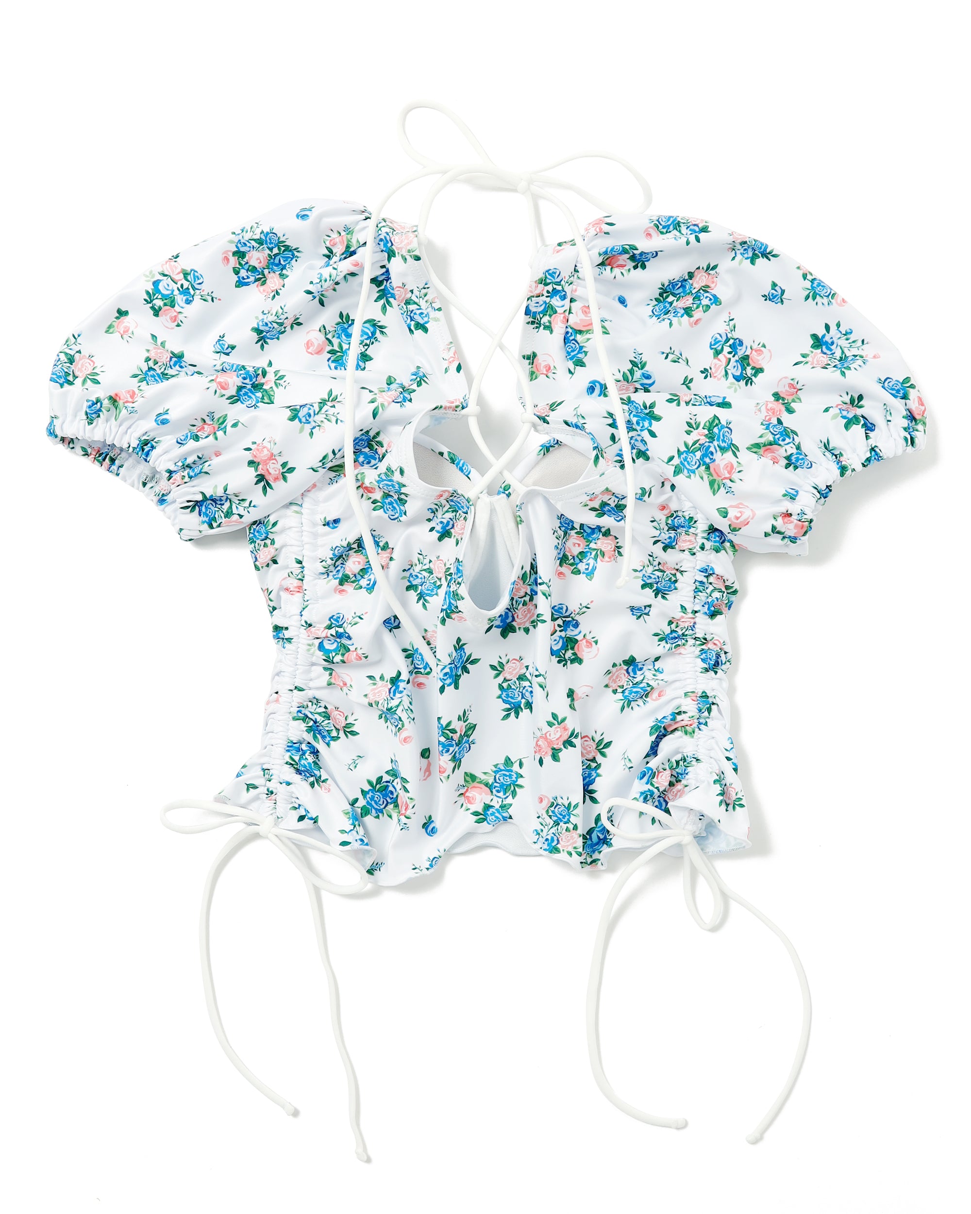 flower puff sleeve bikini