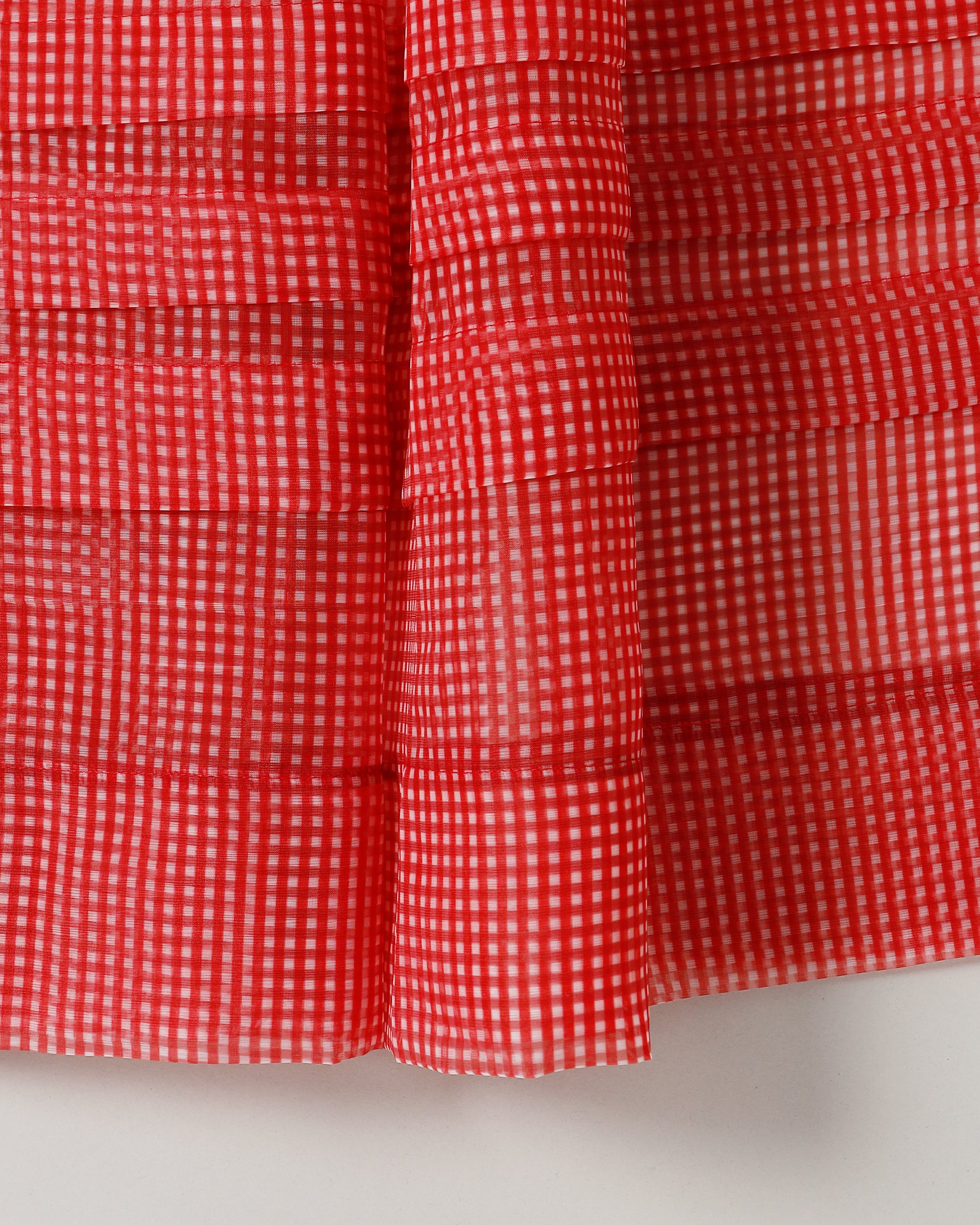 Gingham organza tuck skirt (red)