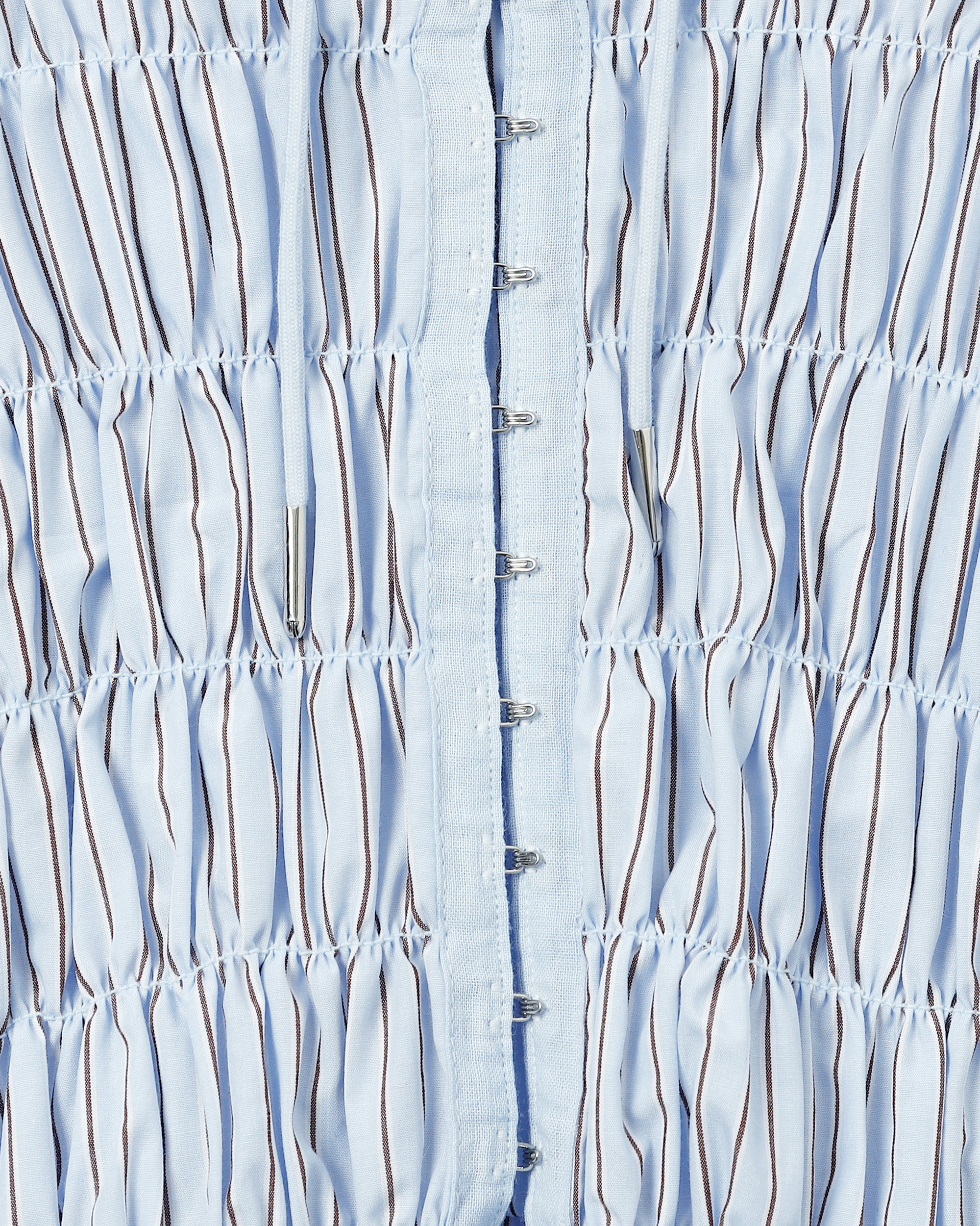 Shirring hoodie shirt (white / blue stripe)