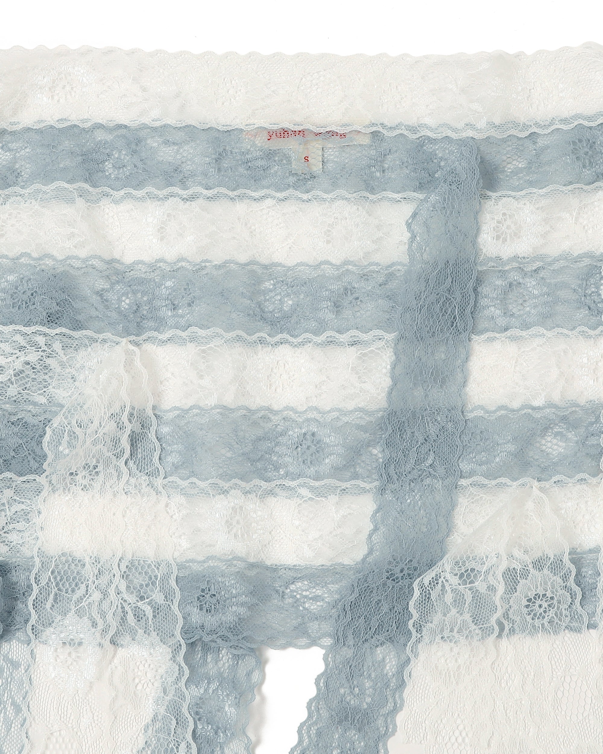 <b>yuhan wang</b><br>lace trimmed stripe mini skirt / Blue / White