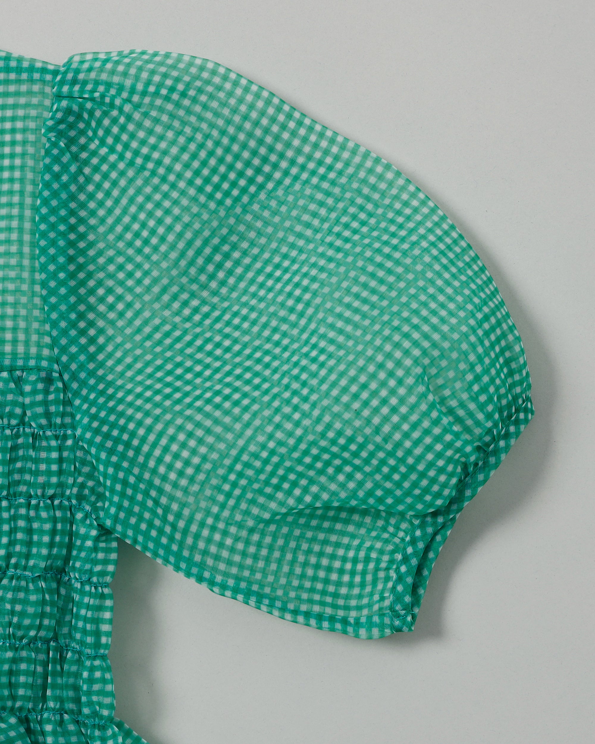 Gingham organza shirred tunic (green)