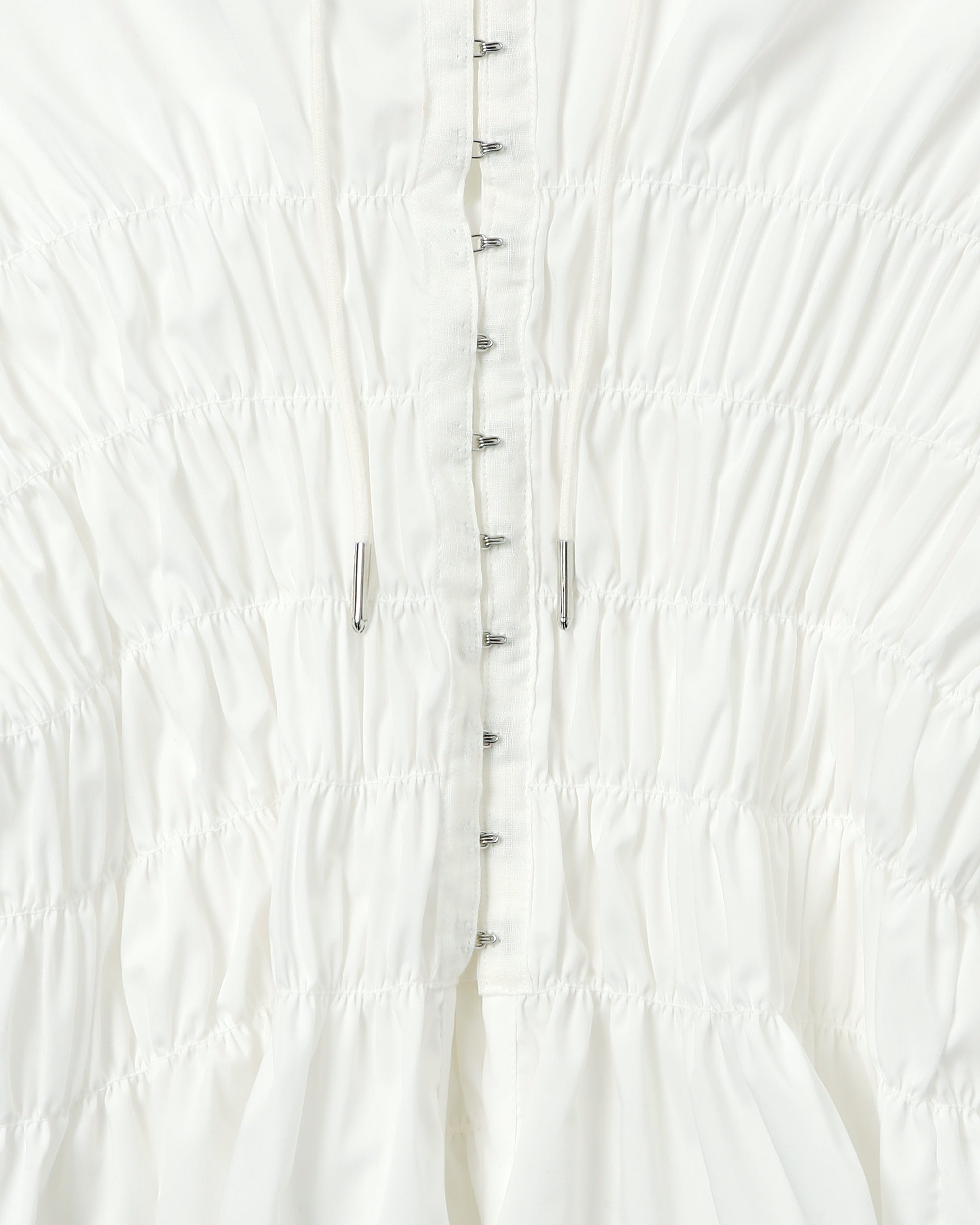 Shirring hoodie shirt (white / blue stripe)