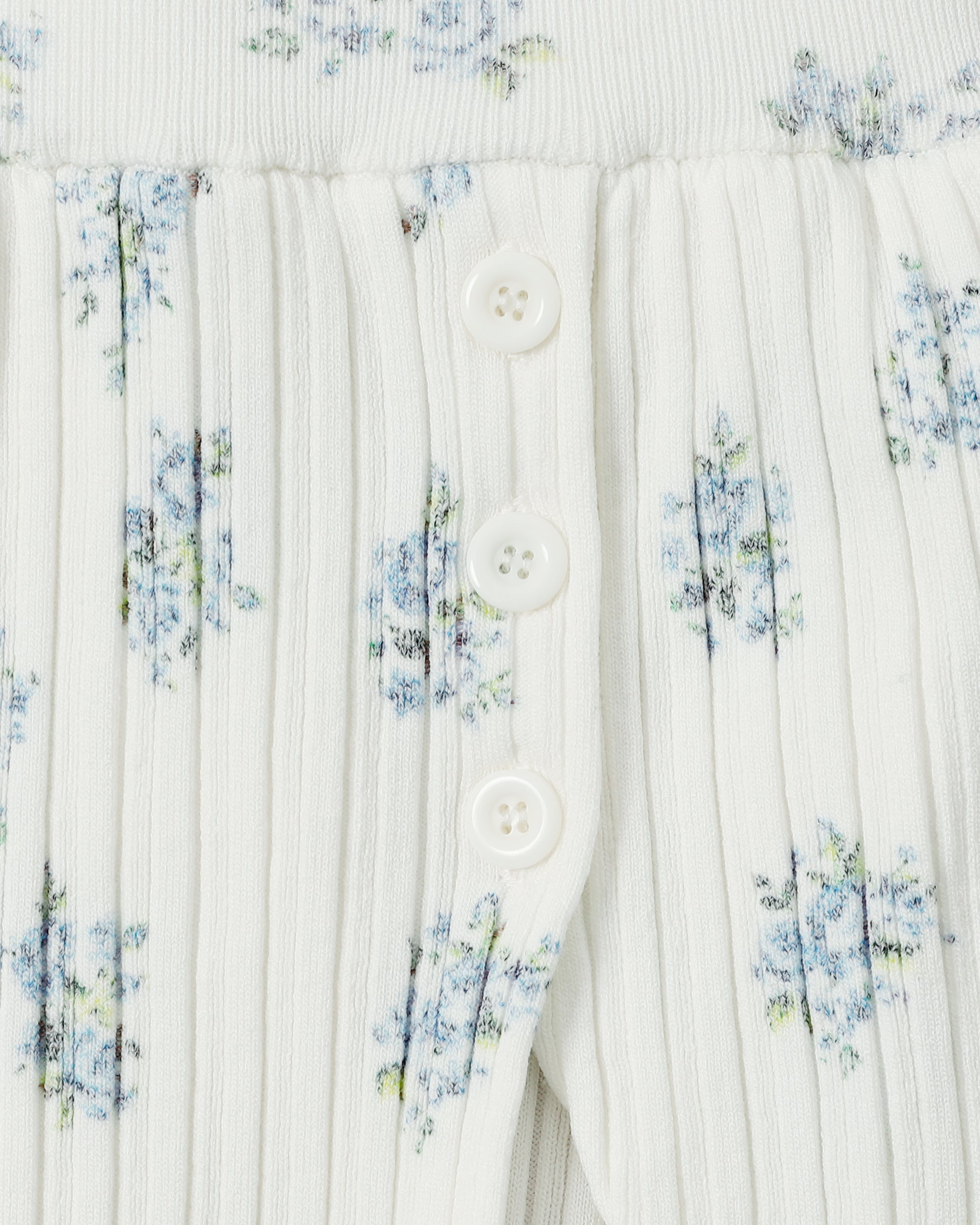 Blue flower rib knit flare pants