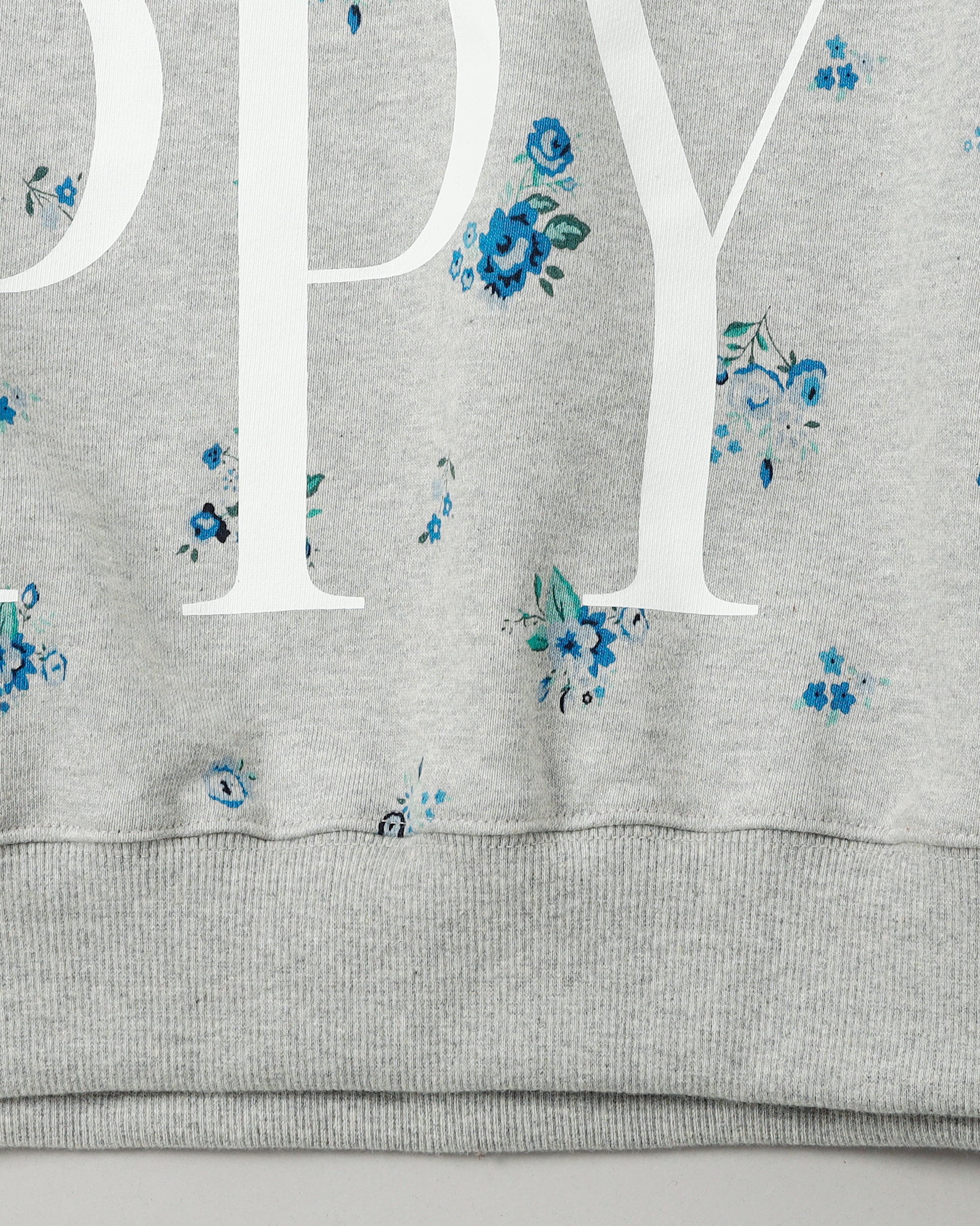 Blue flower print logo sweatshirt