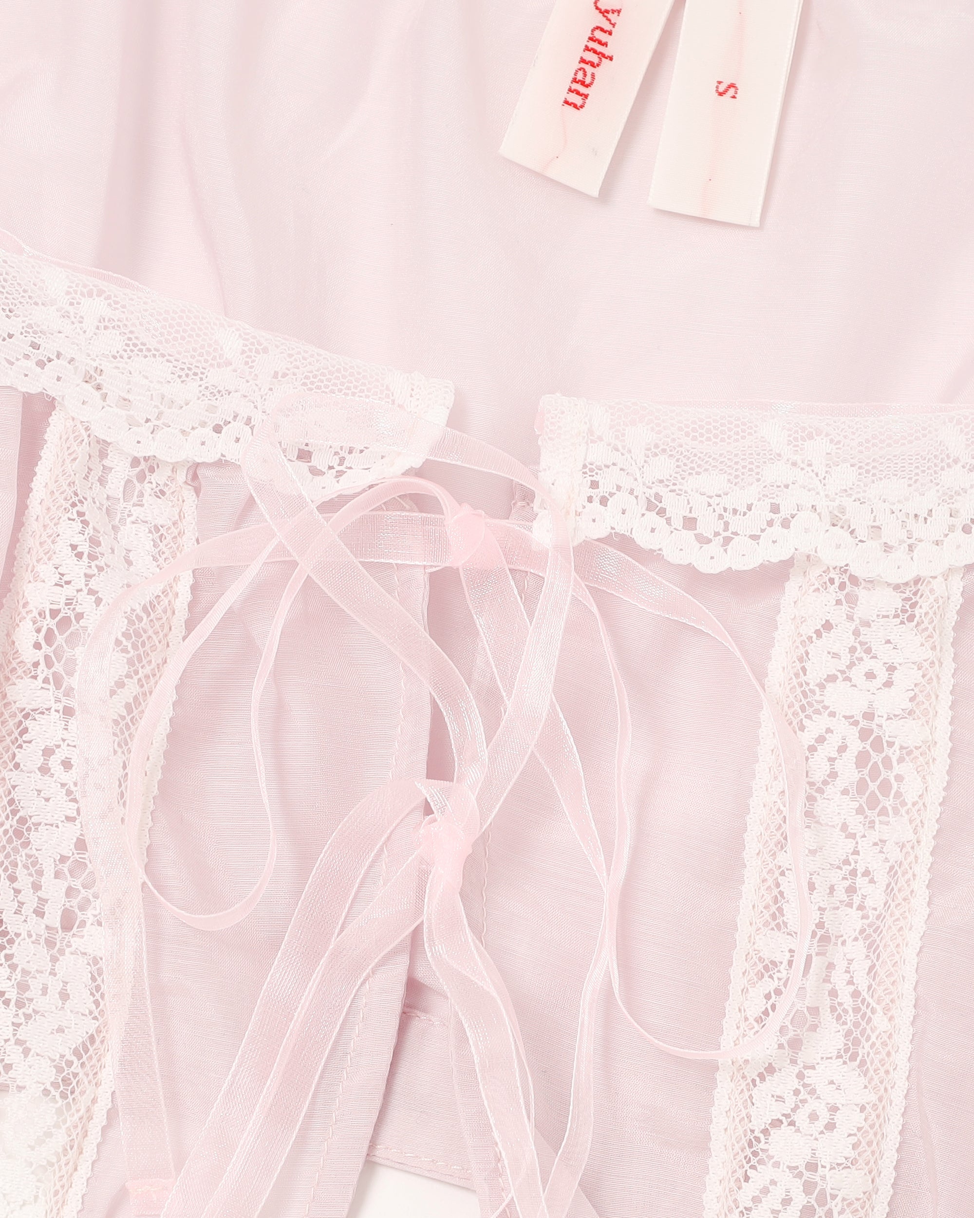 <b>yuhan wang</b><br>lace ruffled silk cotton top / Pink