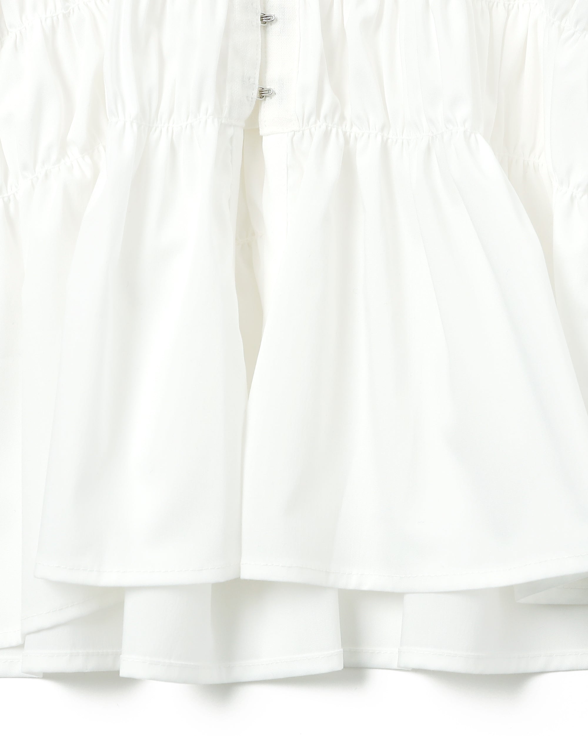 Shirring hoodie shirt (white / blue stripe)