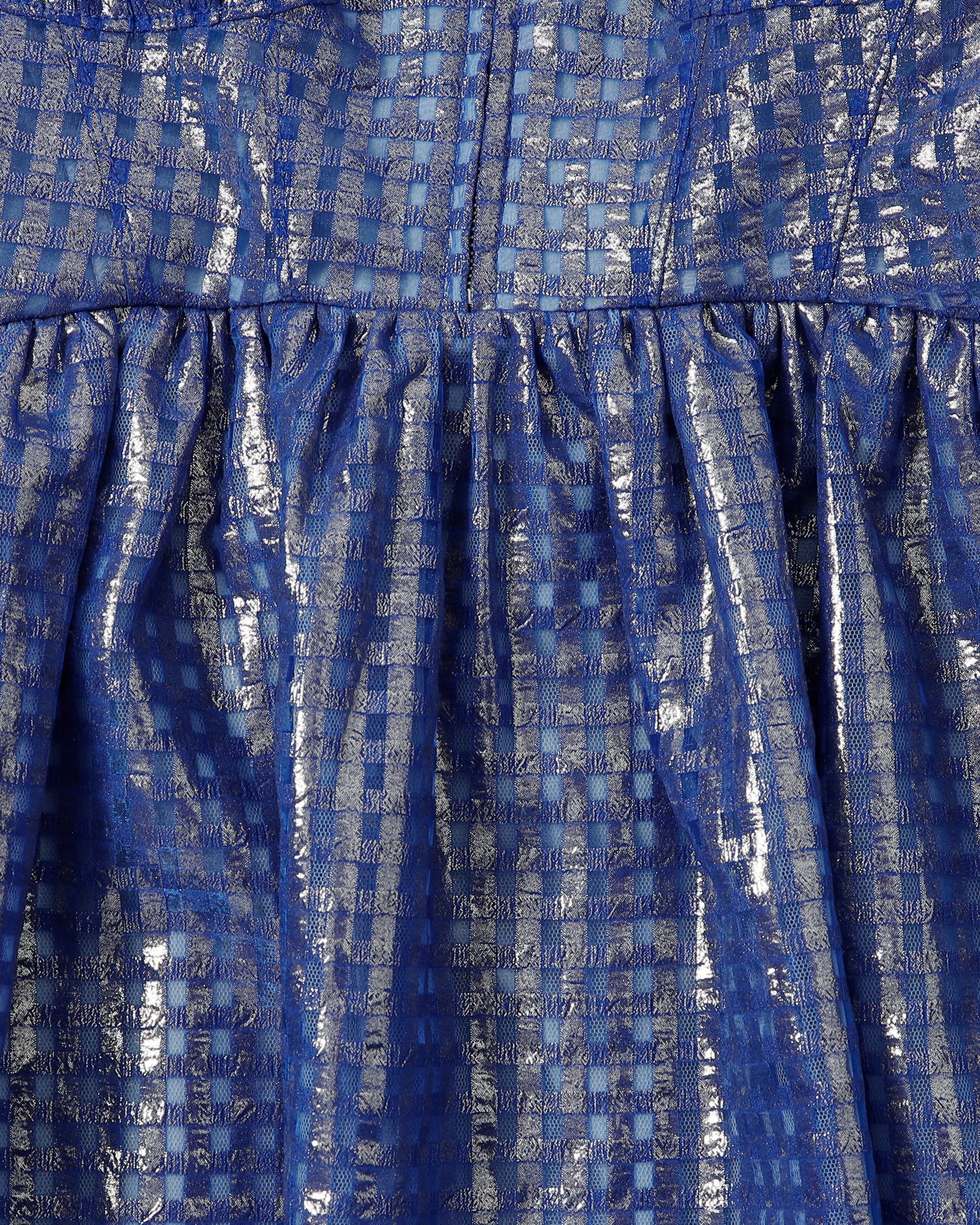 Metallic gingham mini dress