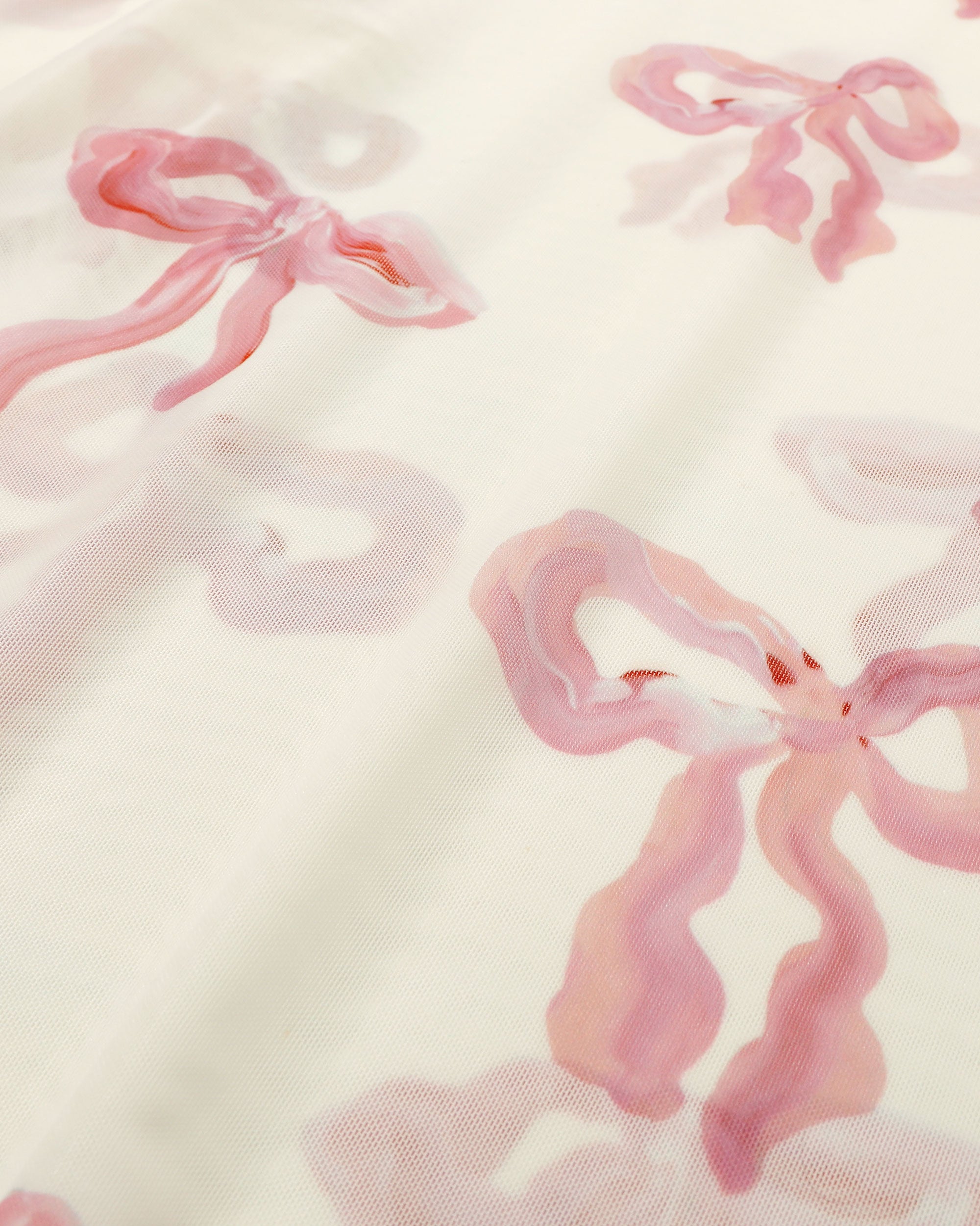 Pink ribbon see-through tops (High neck)