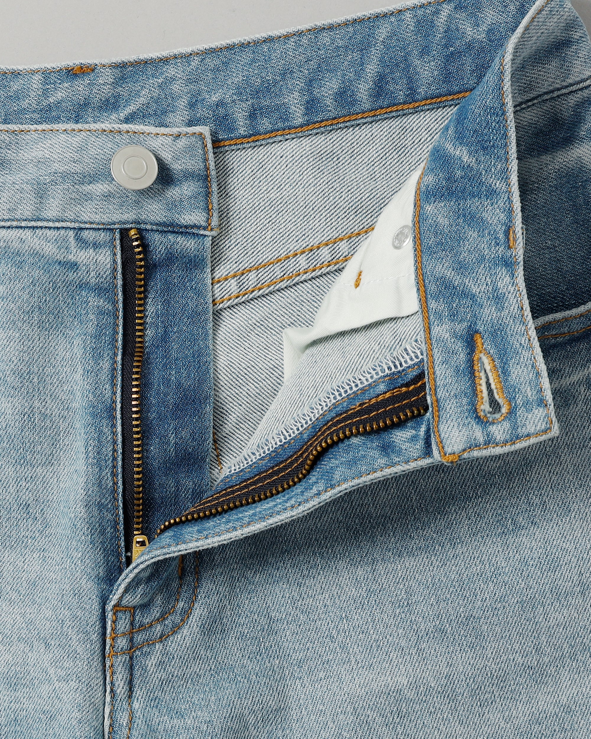 Semi-flare denim pants