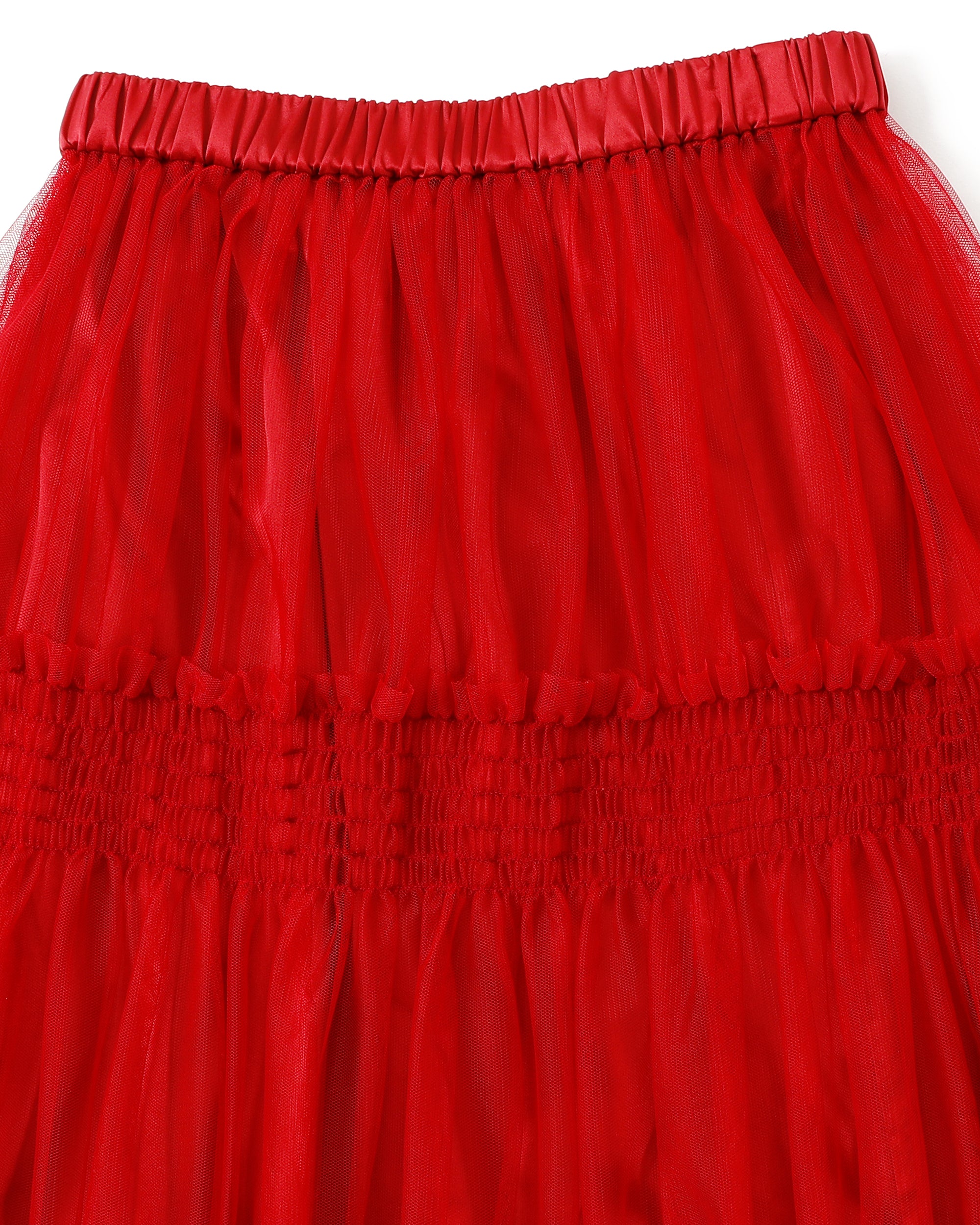 Shirring tulle skirt (blue / bordeaux)