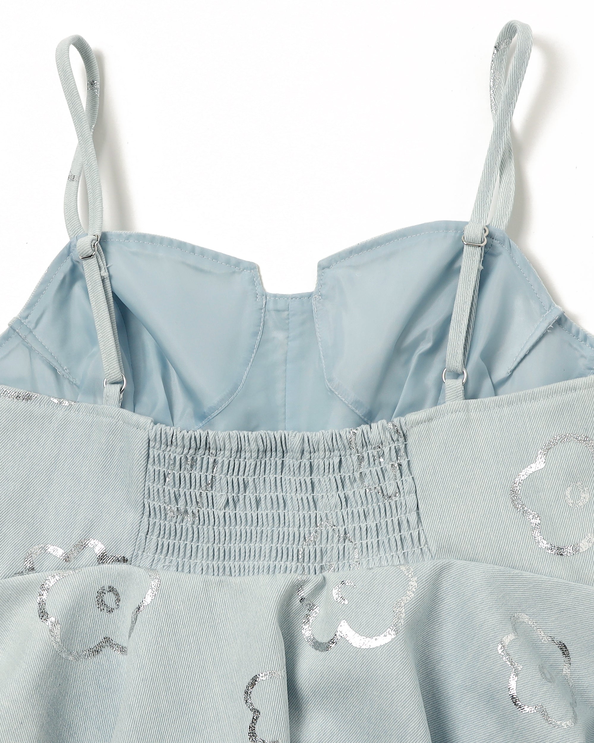 SILVER FLOWER DENIM TUNIC(LIGHT BLUE)