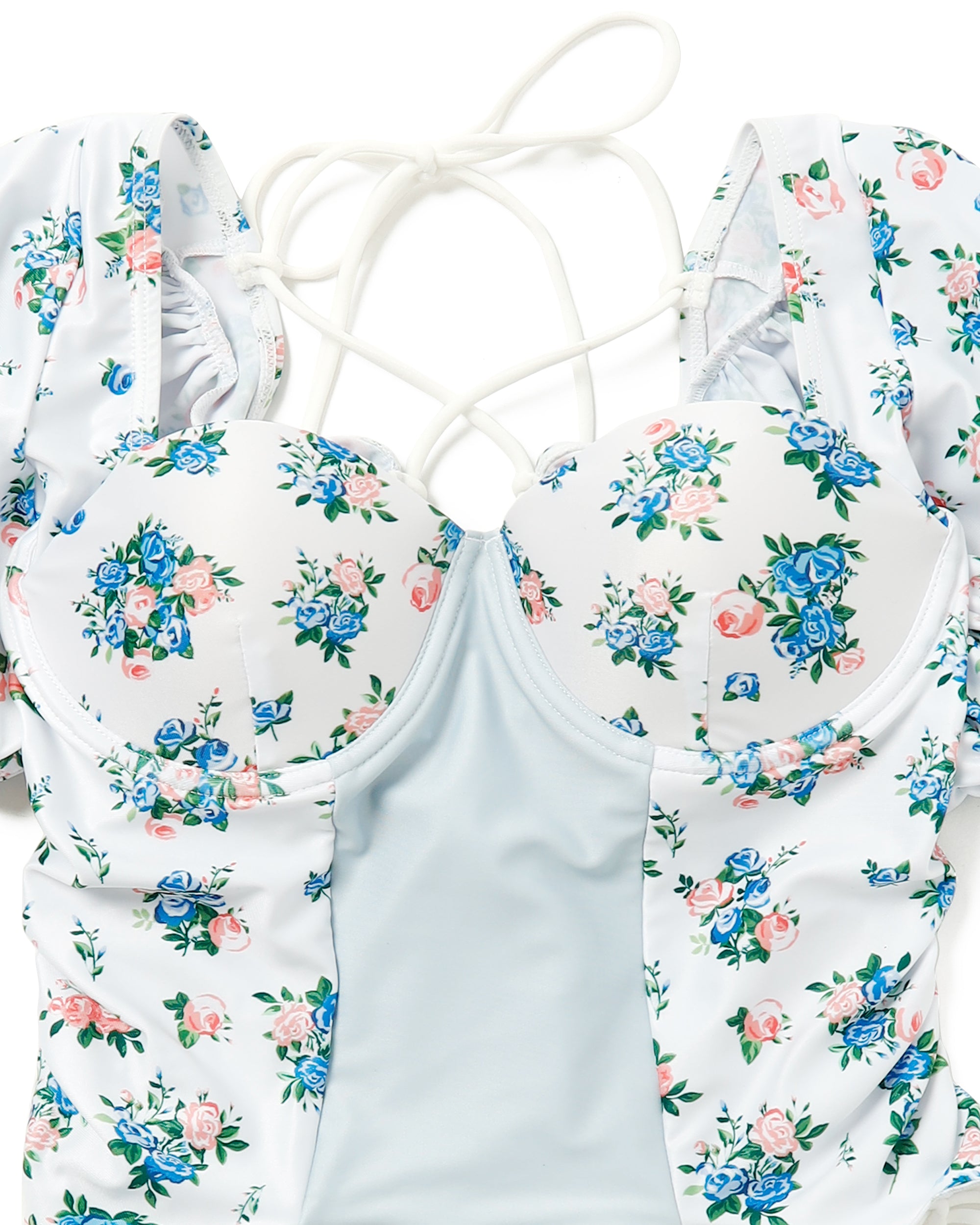 flower puff sleeve bikini