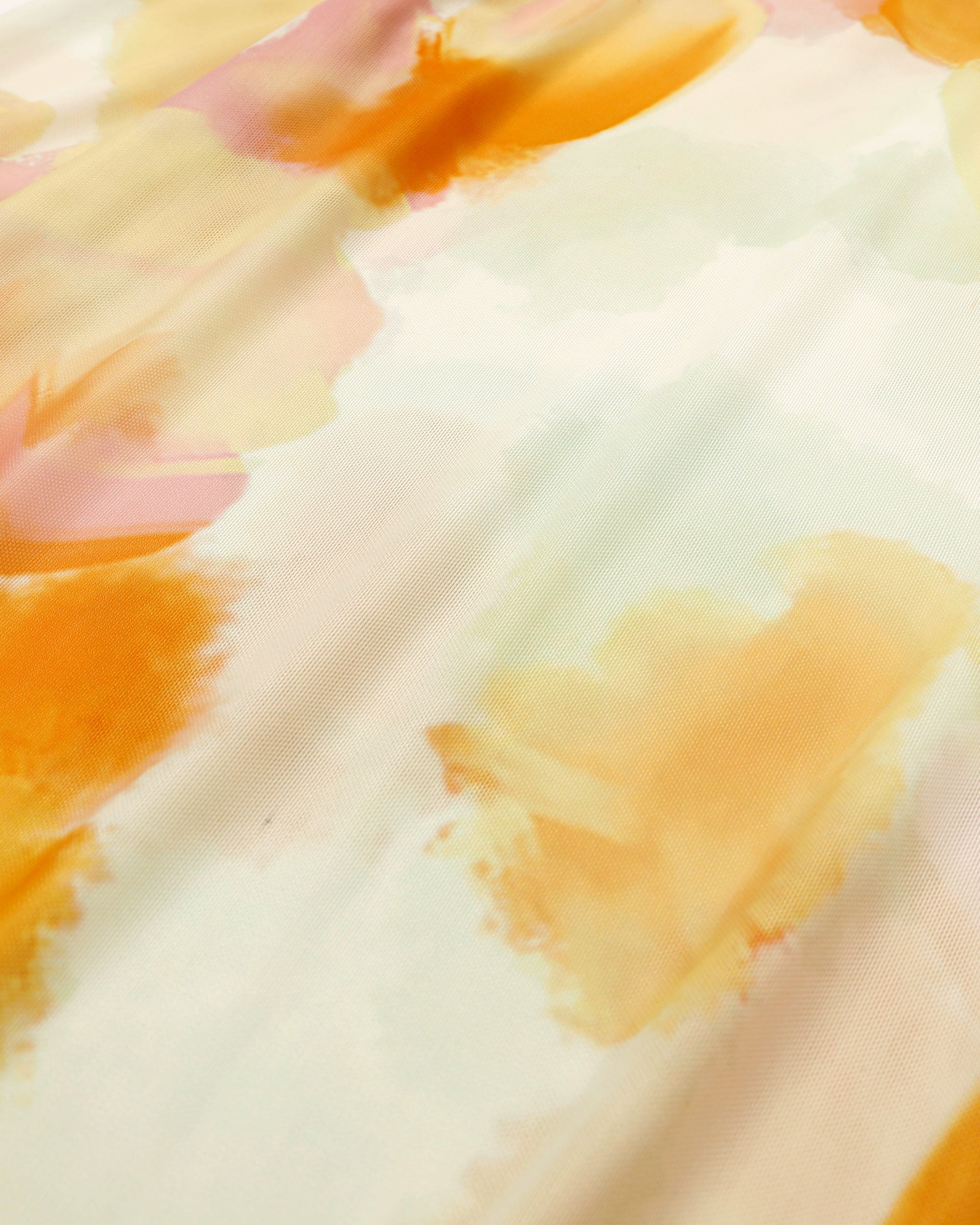 Warm colors mix see-through tops (Round neck)